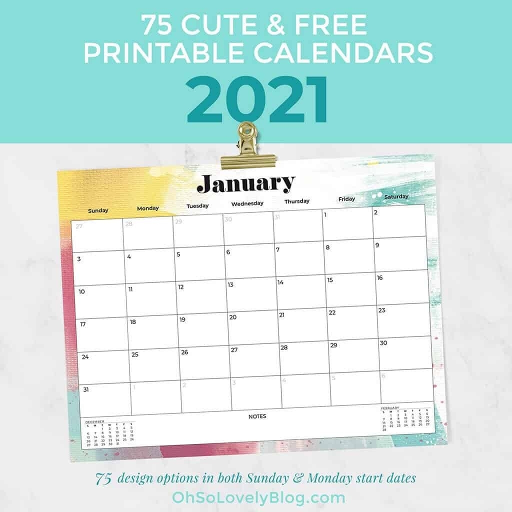 Free 2021 Calendars — 75 Beautiful Designs To Choose From! Desktop Calendars 2021 Free Printable