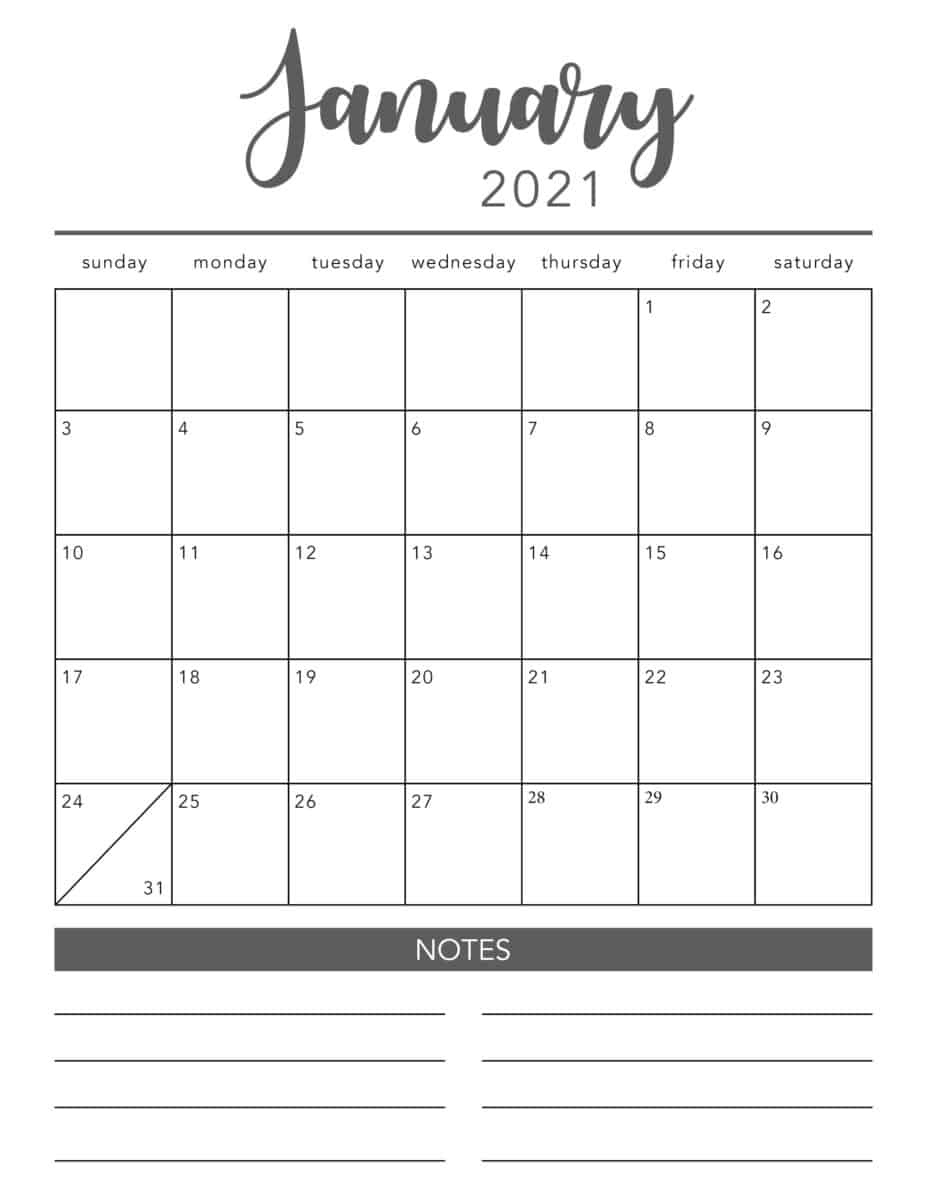 Free 2021 Printable Calendar Template (2 Colors!) - I Heart 2021 Calendar Free Printable