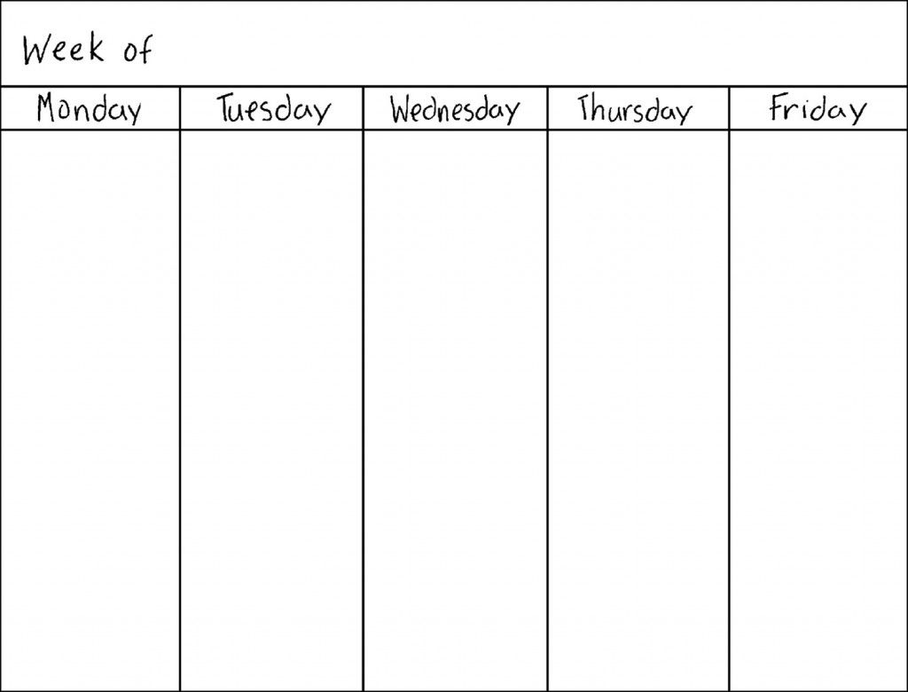 Free Blank 5 Day Calendar | Template Calendar Printable Make Calendar Template 5 Day Week