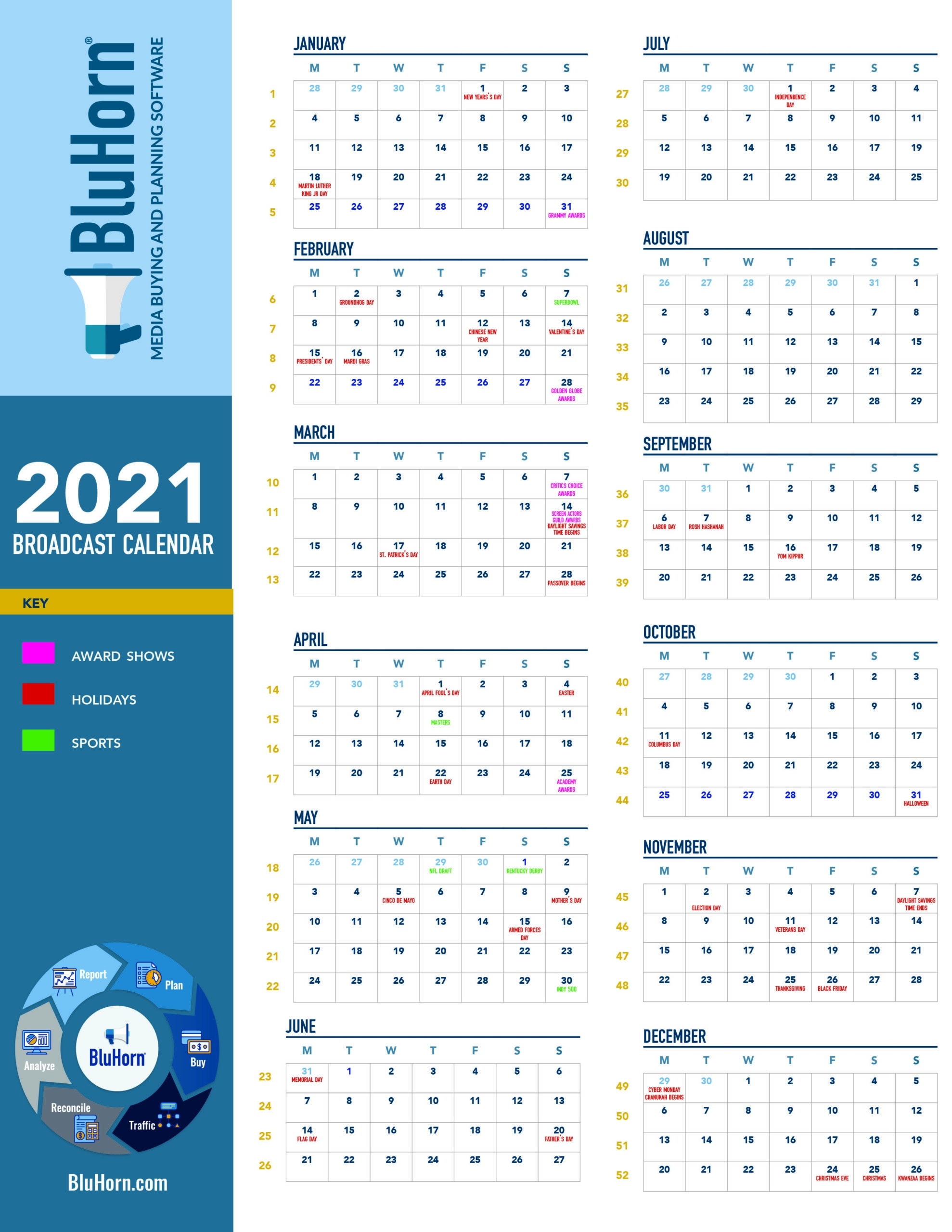 Free Broadcast Calendar | Bluhorn Broadcast Calendar 2021