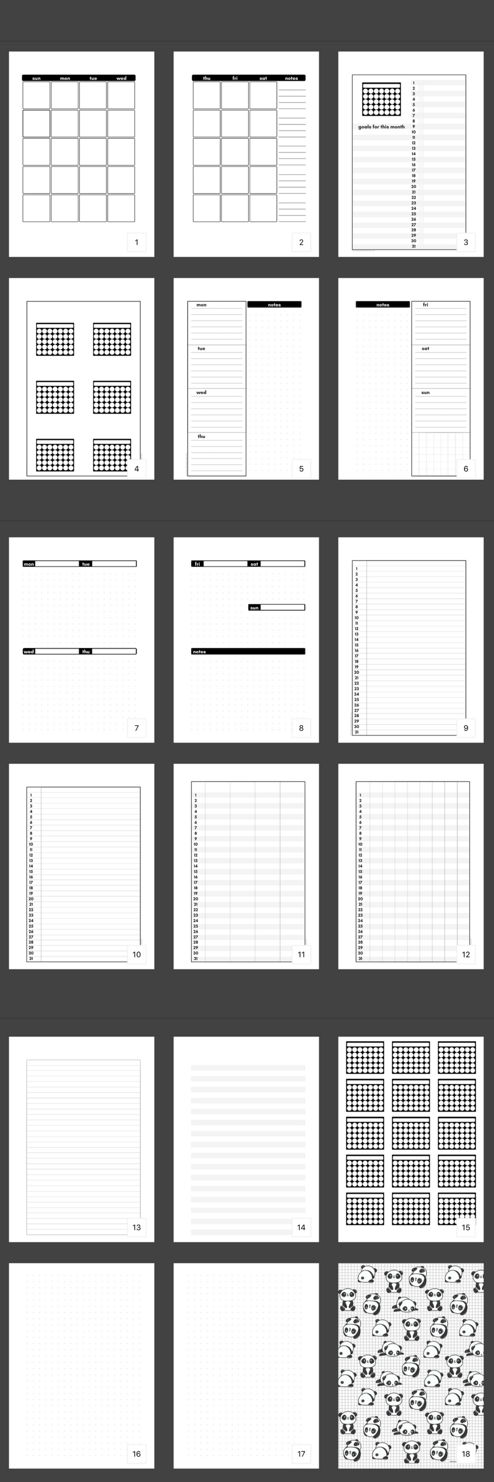 Free Bullet Journal Printables (Black And White Templates Calendar Template Bullet Journal