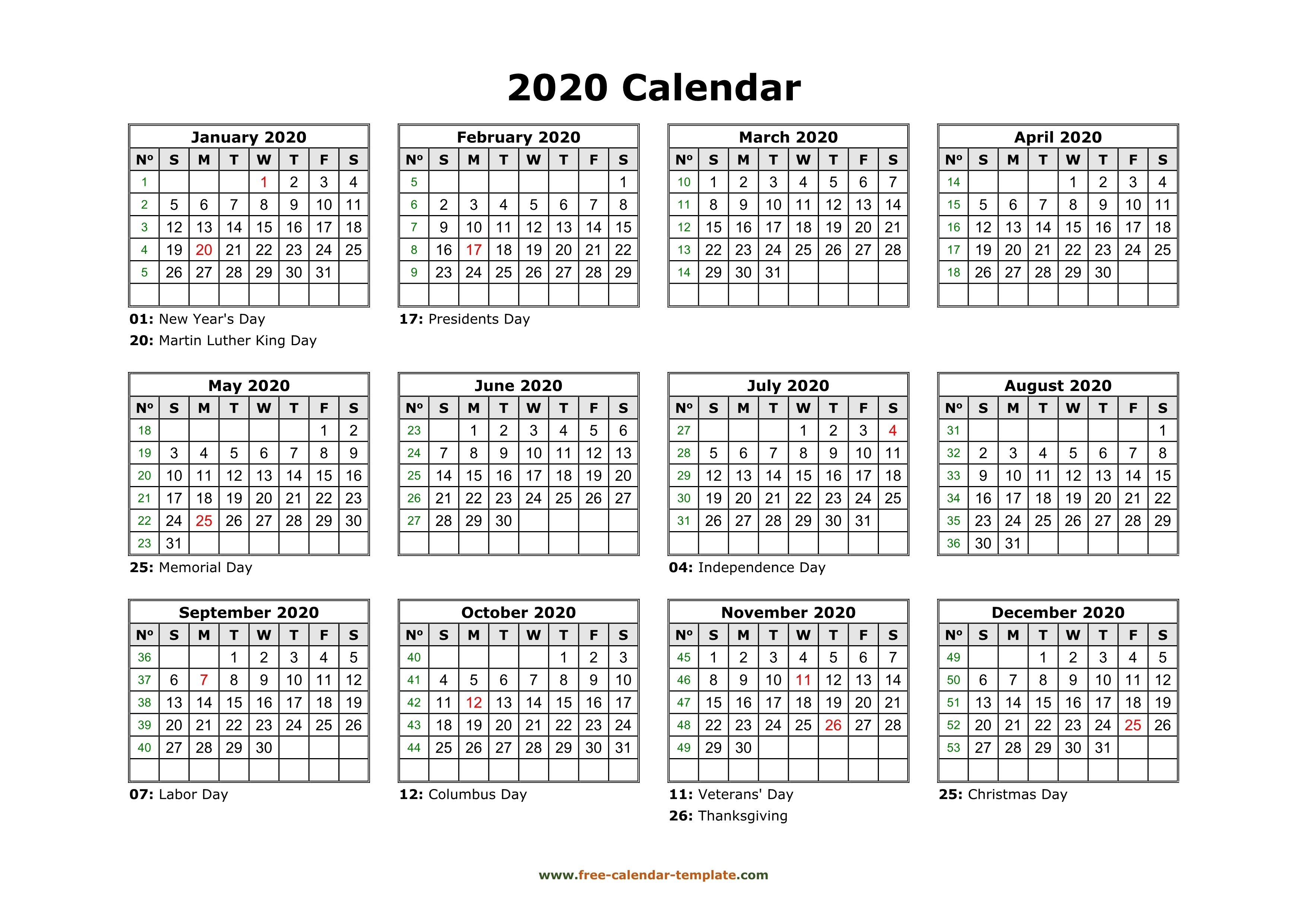 Free Calendar Template 2020 And 2021 A Yearly Calendar Template