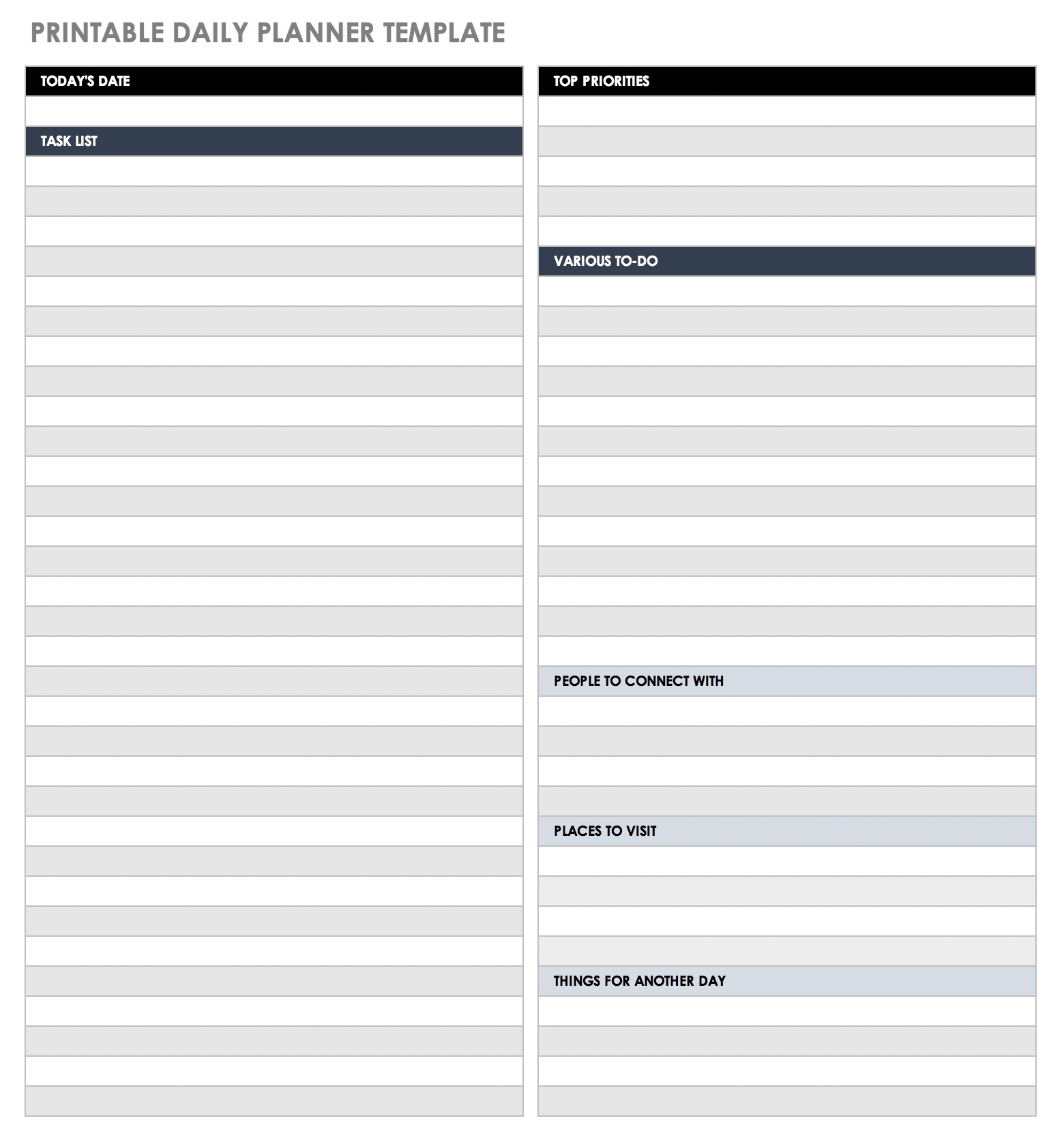 Free Daily Work Schedule Templates | Smartsheet Calendar Template Daily Planner