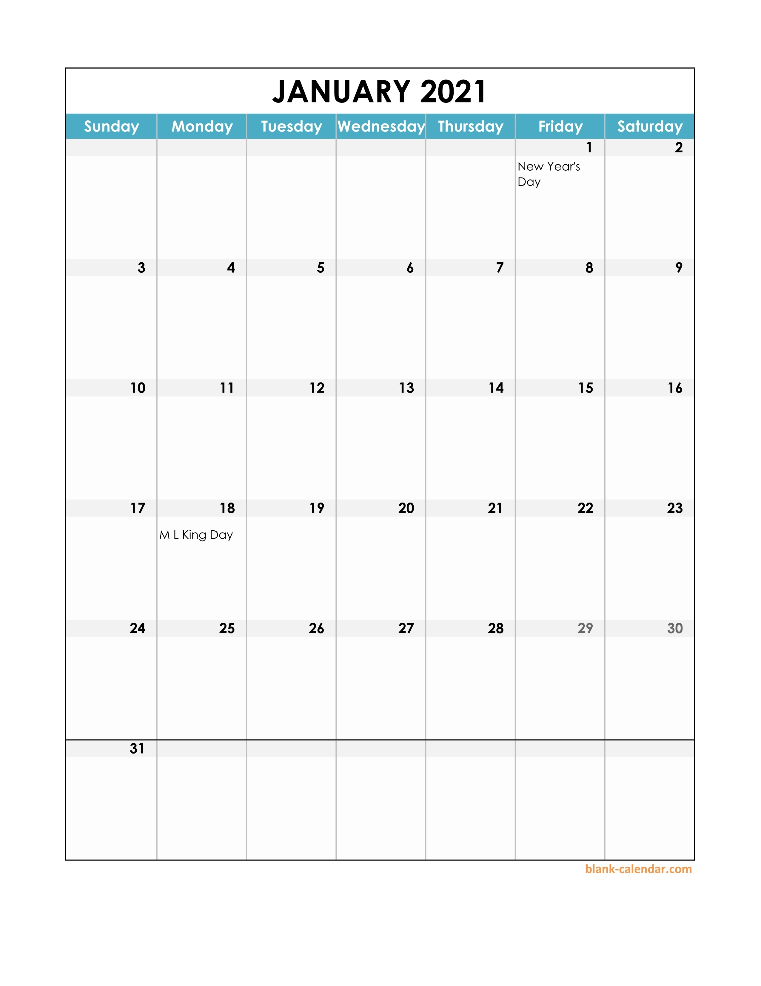 Free Download 2021 Excel Calendar, Full Page Table Grid, Us Calendars Printable 2021 Free With Grid Lines
