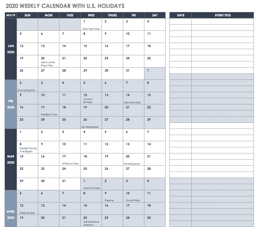 Free Excel Calendar Templates | Excel Calendar, Excel Quick Calendar Template Excel