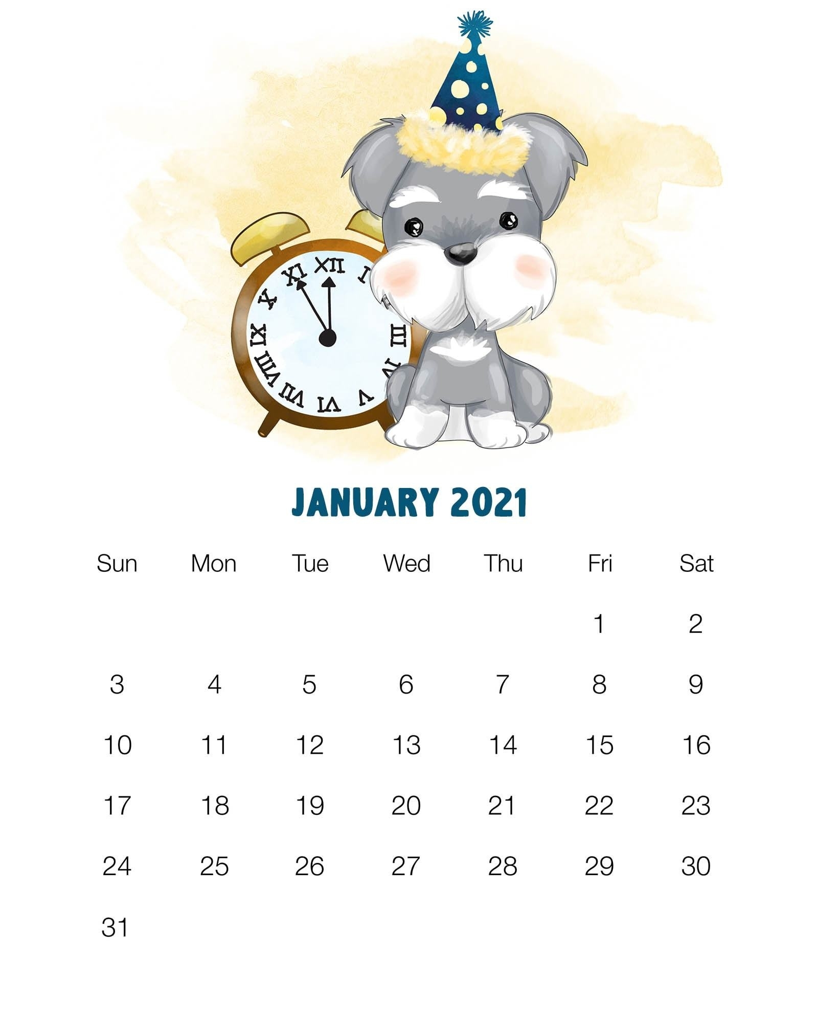 Free Printable 2021 Cute Dog Calendar - The Cottage Market 2021 Calendar Cute