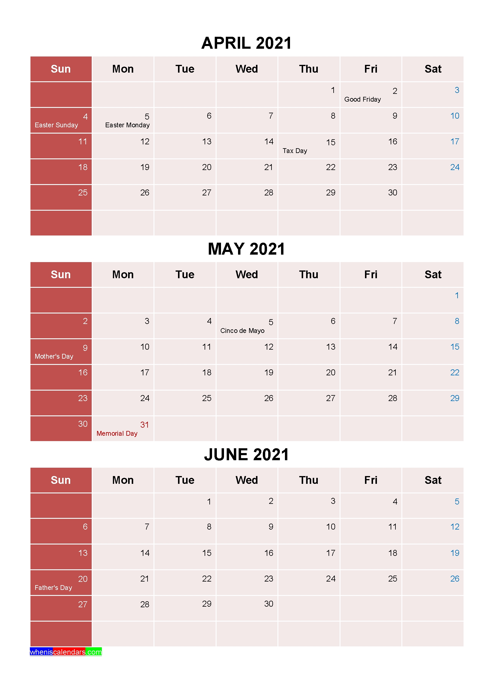 Free Printable April May June 2021 Calendar 3 Months 1 Page Free Printable Calendar 2021 3 Month Per Page