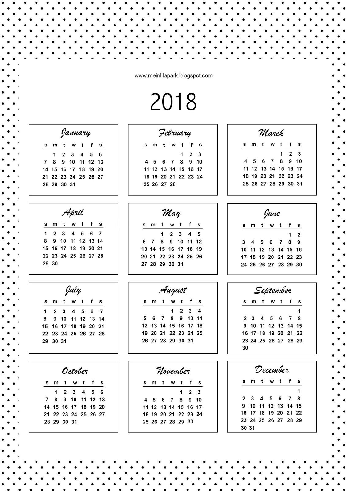 Free Printable Bullet Journal Calendar Cards 2018 | Bullet Calendar Template Bullet Journal