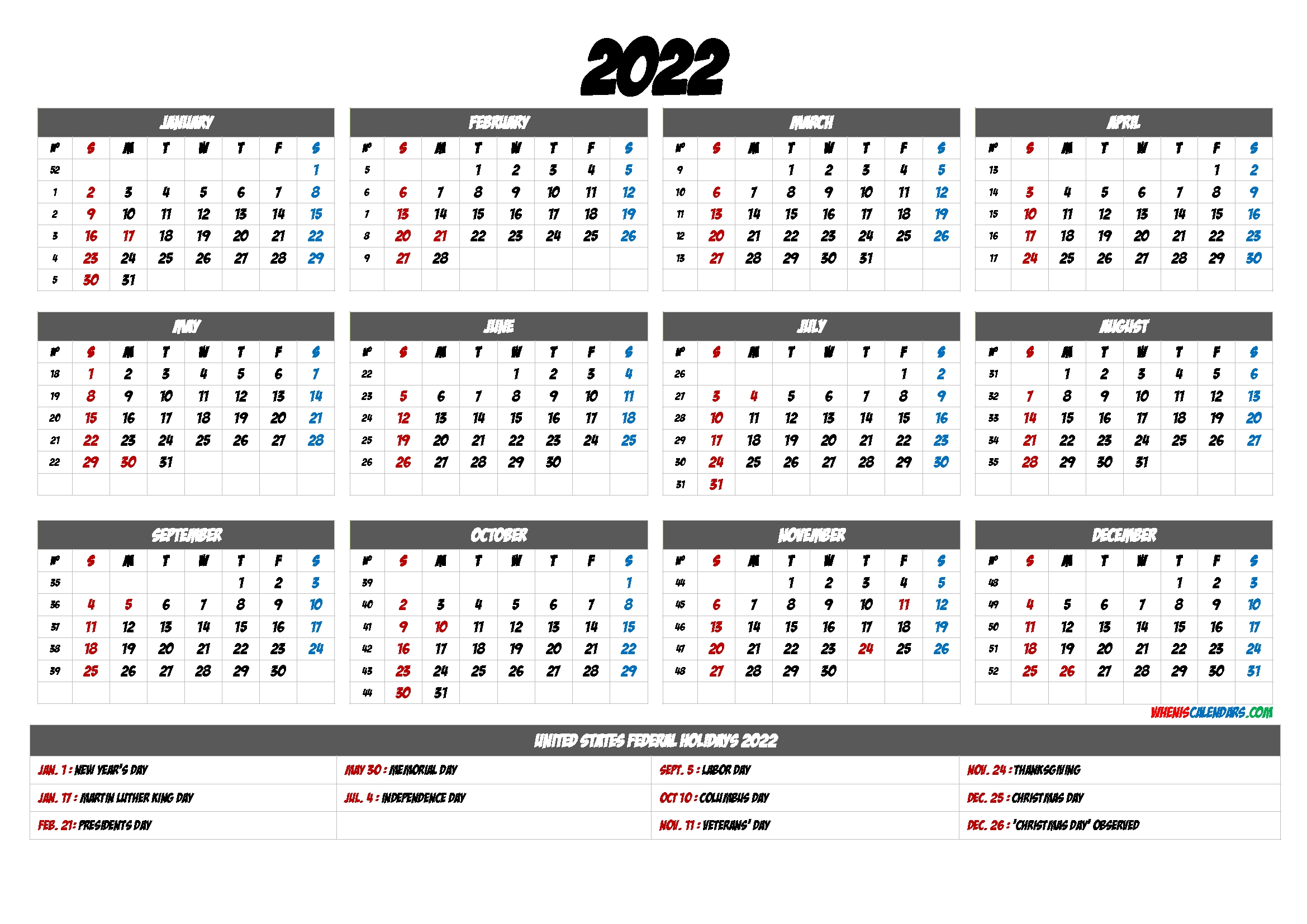 Free Printable Calendar 2022 – 6 Templates In 2020 | Free 6 Year Calendar Template