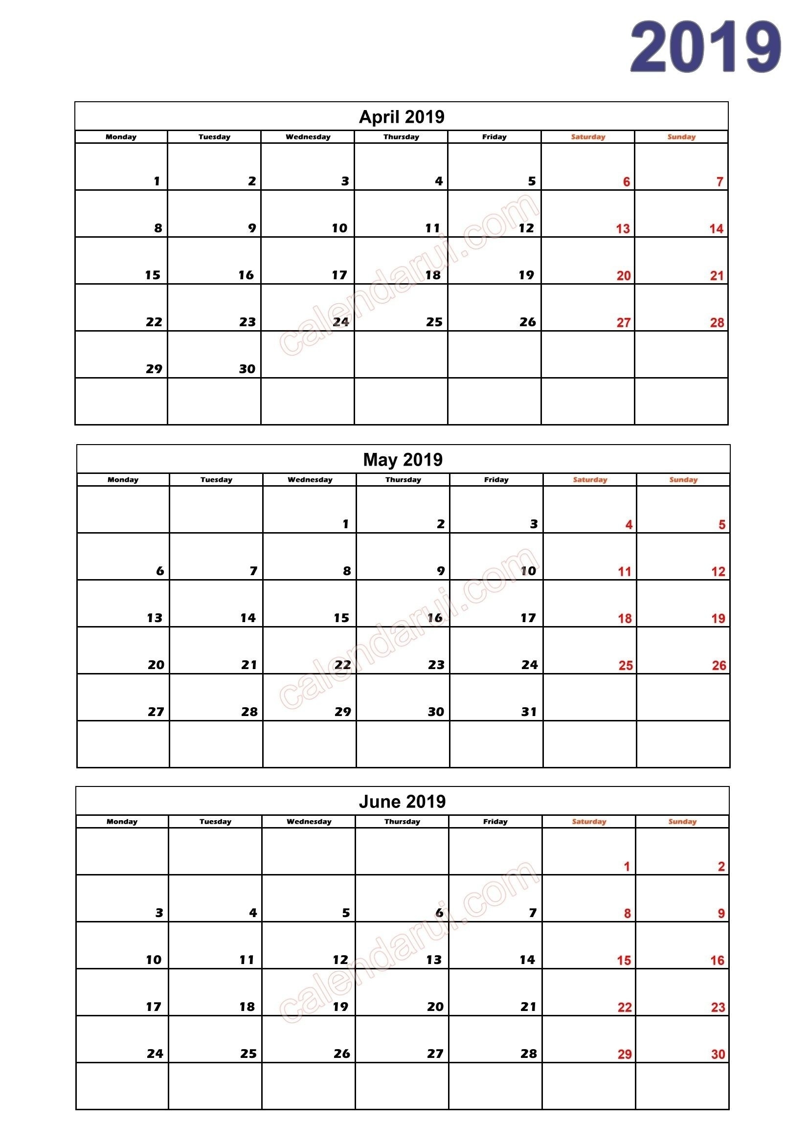 Free Printable Calendar Quarterly In 2020 | Calendar 2019 2021 Printable Three Month Calendar