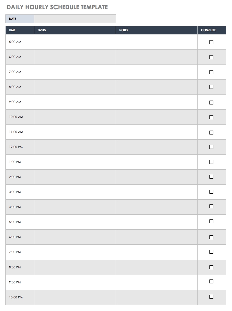 Free Printable Daily Calendar Templates | Smartsheet Calendar Template Daily Planner