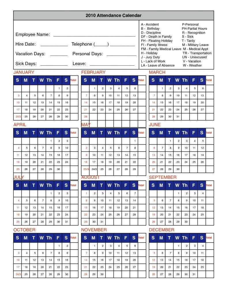 Free Printable Employee Attendance Calendar Template 2016 Absence Calendar Excel Template 2021