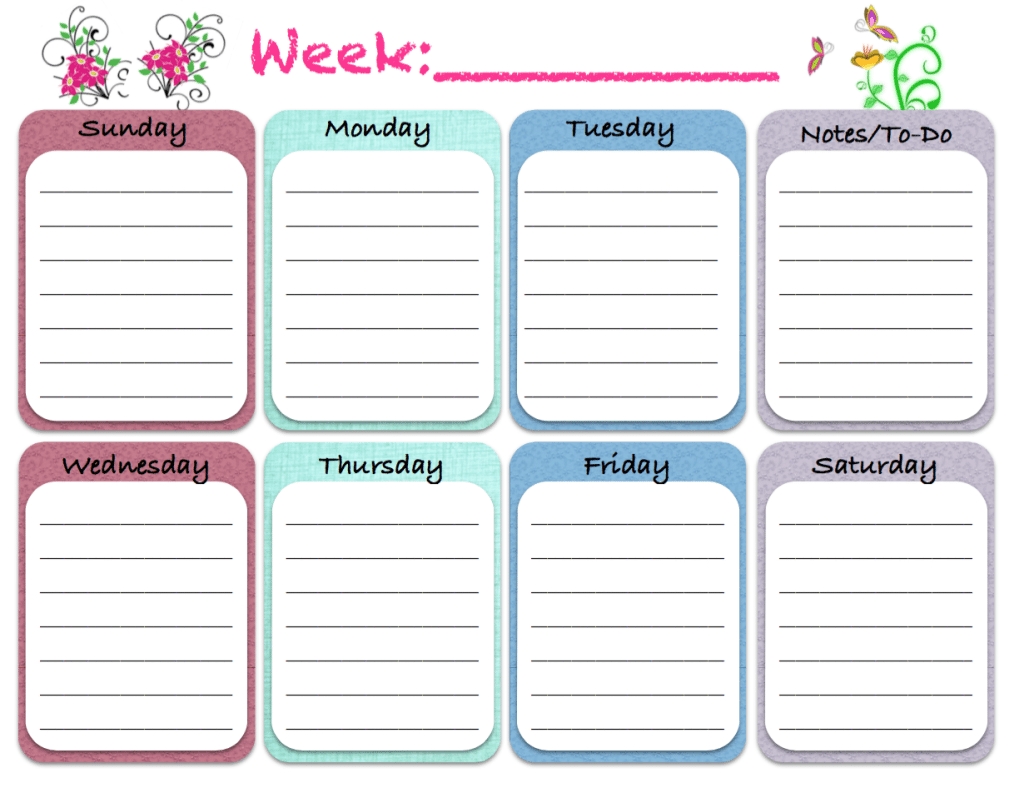 Free Printable Weekly Planners: 5 Designs Calendar Template 5 Day Week