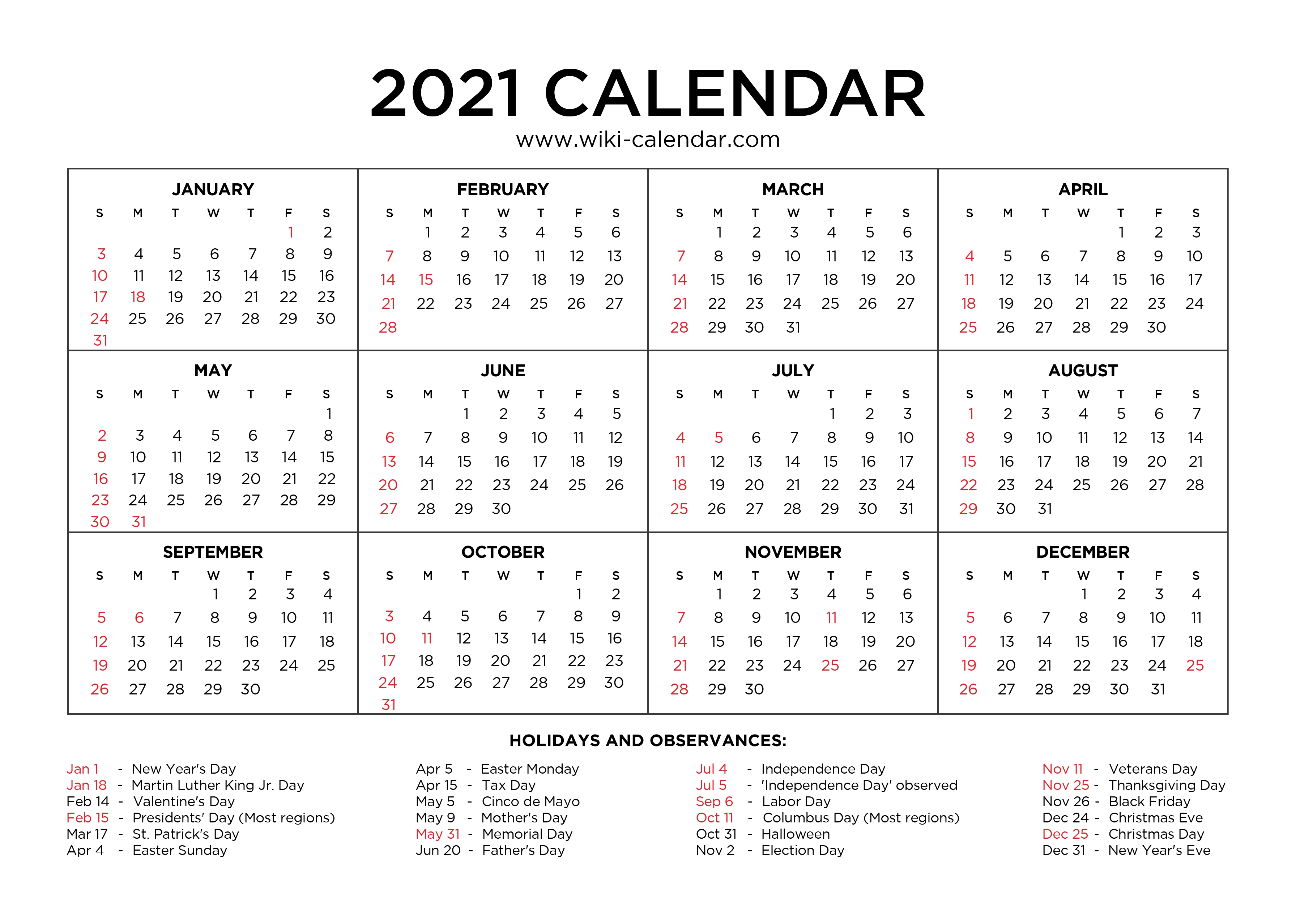 Free Printable Year 2021 Calendar With Holidays Free Printable Calendar With Lines On Days 2021