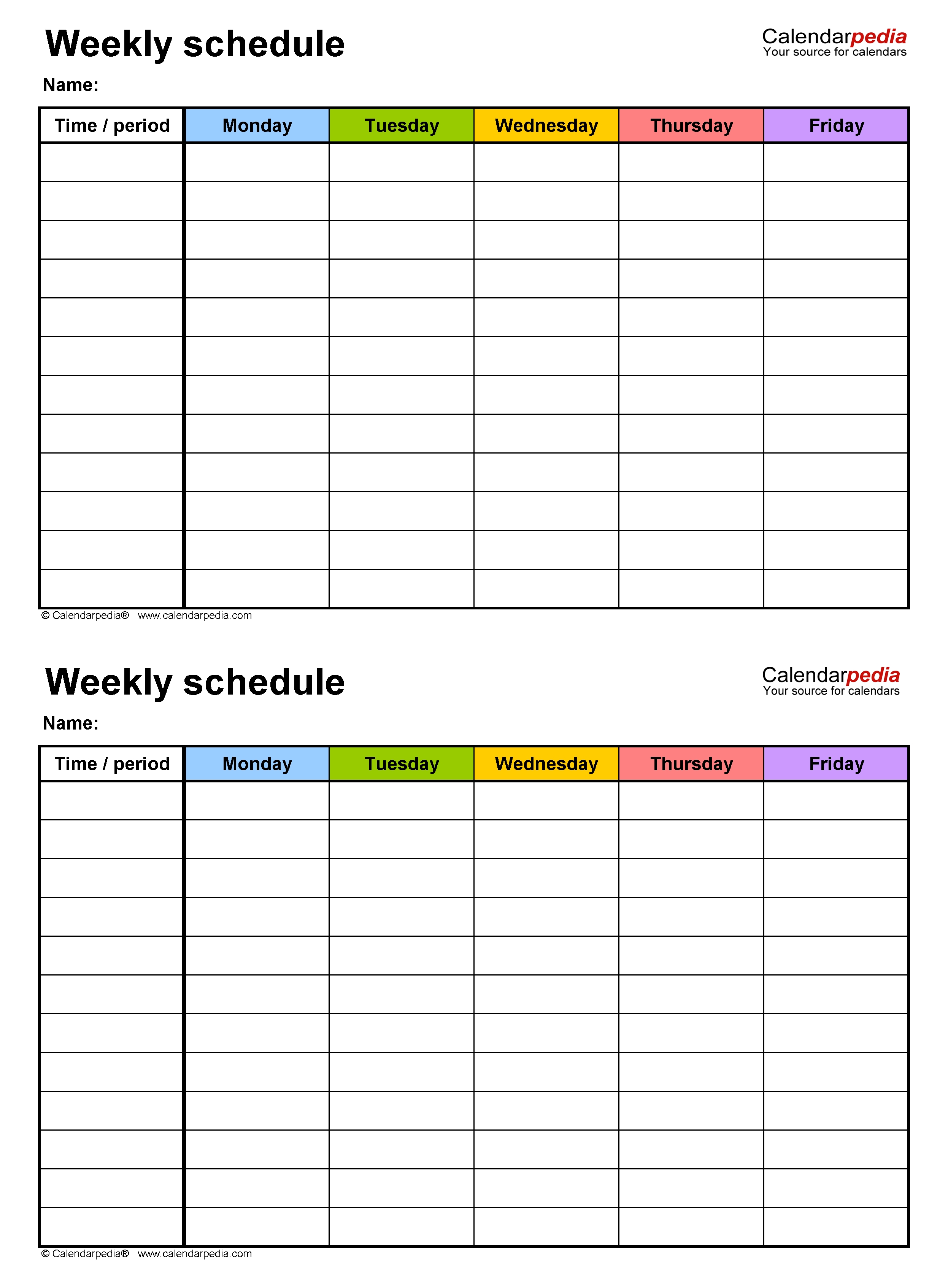 Free Weekly Schedule Templates For Excel - 18 Templates 4 Person Calendar Template