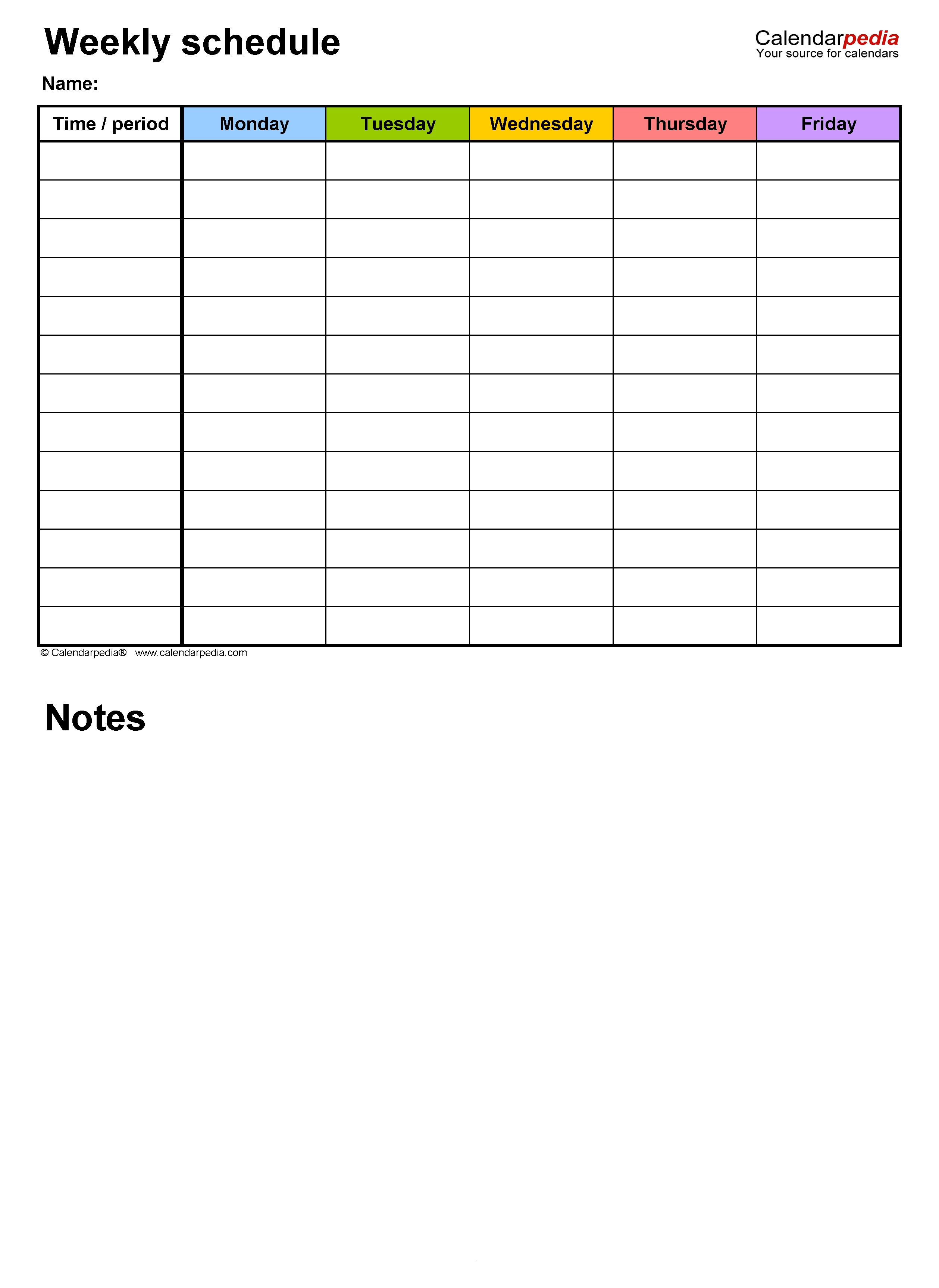 Free Weekly Schedule Templates For Excel - 18 Templates 5 Day Calendar Template Excel