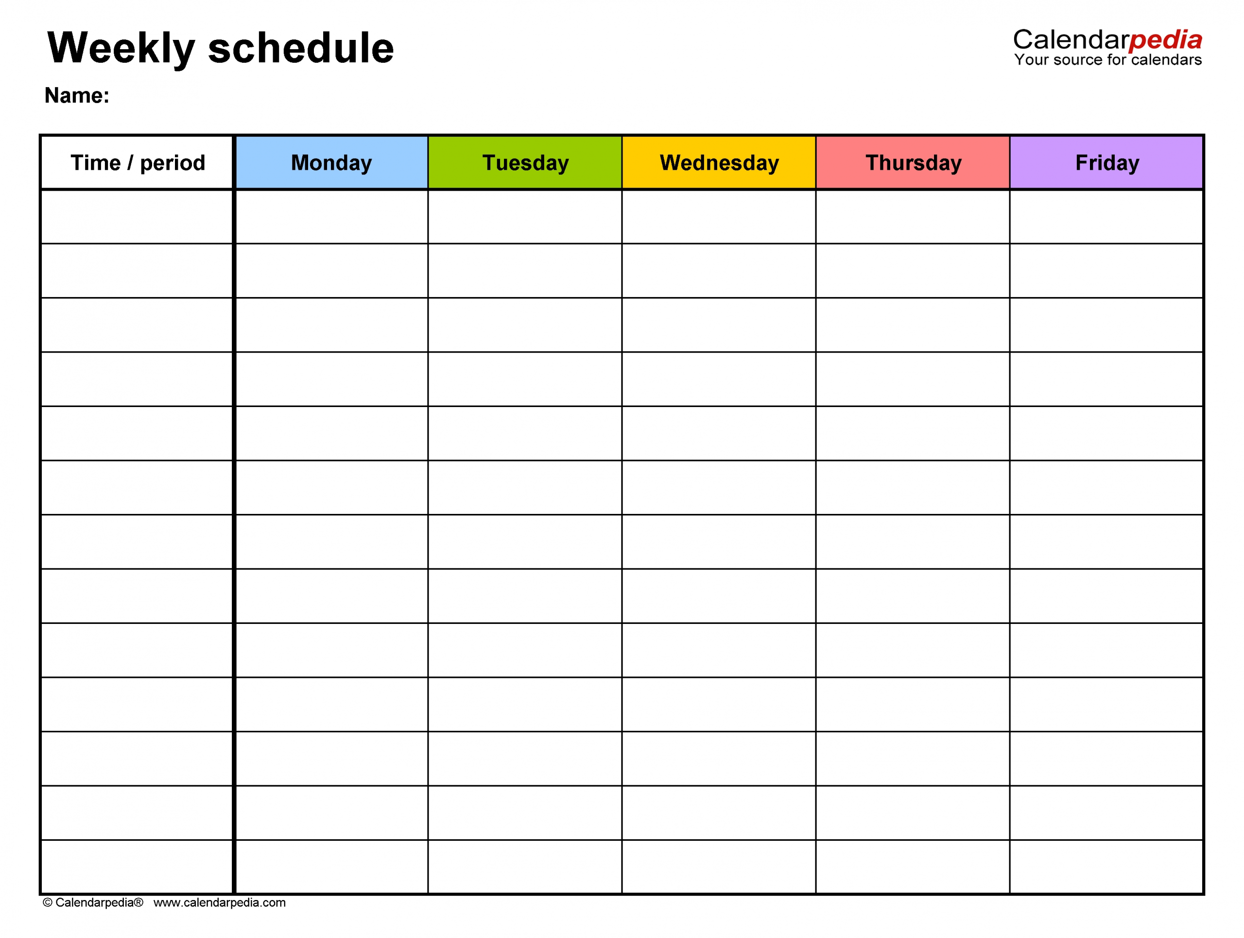 Free Weekly Schedule Templates For Excel - 18 Templates 5 Day Calendar Template Excel