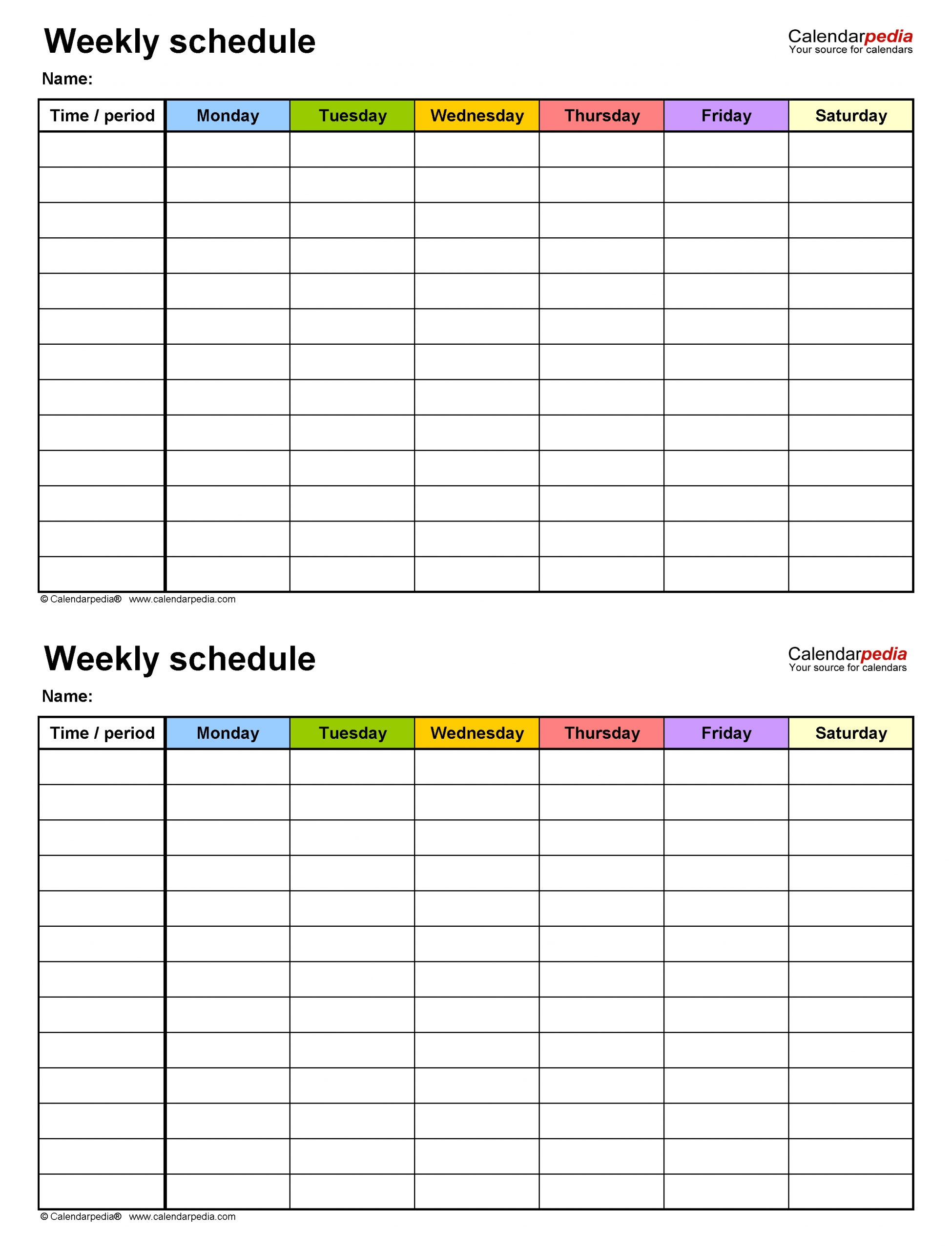 Free Weekly Schedule Templates For Excel - 18 Templates 6 Day Calendar Template
