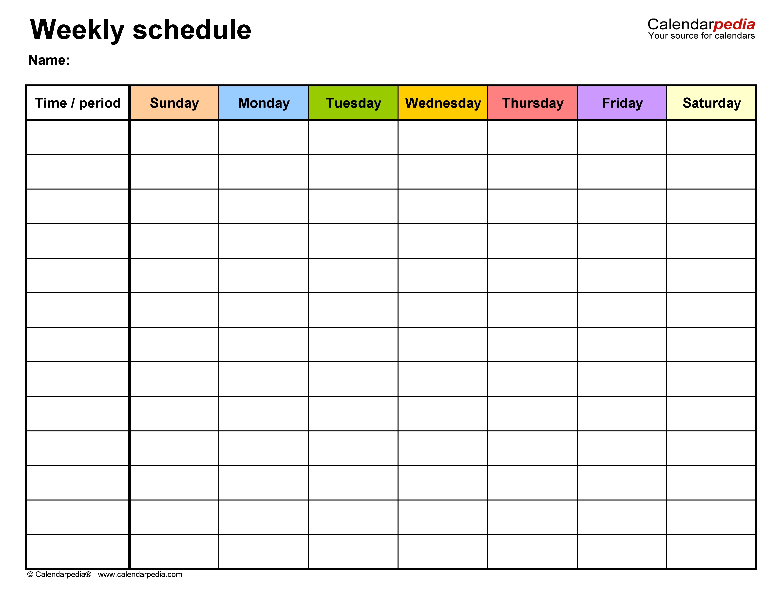 Free Weekly Schedule Templates For Excel - 18 Templates 7 Day Event Calendar Template