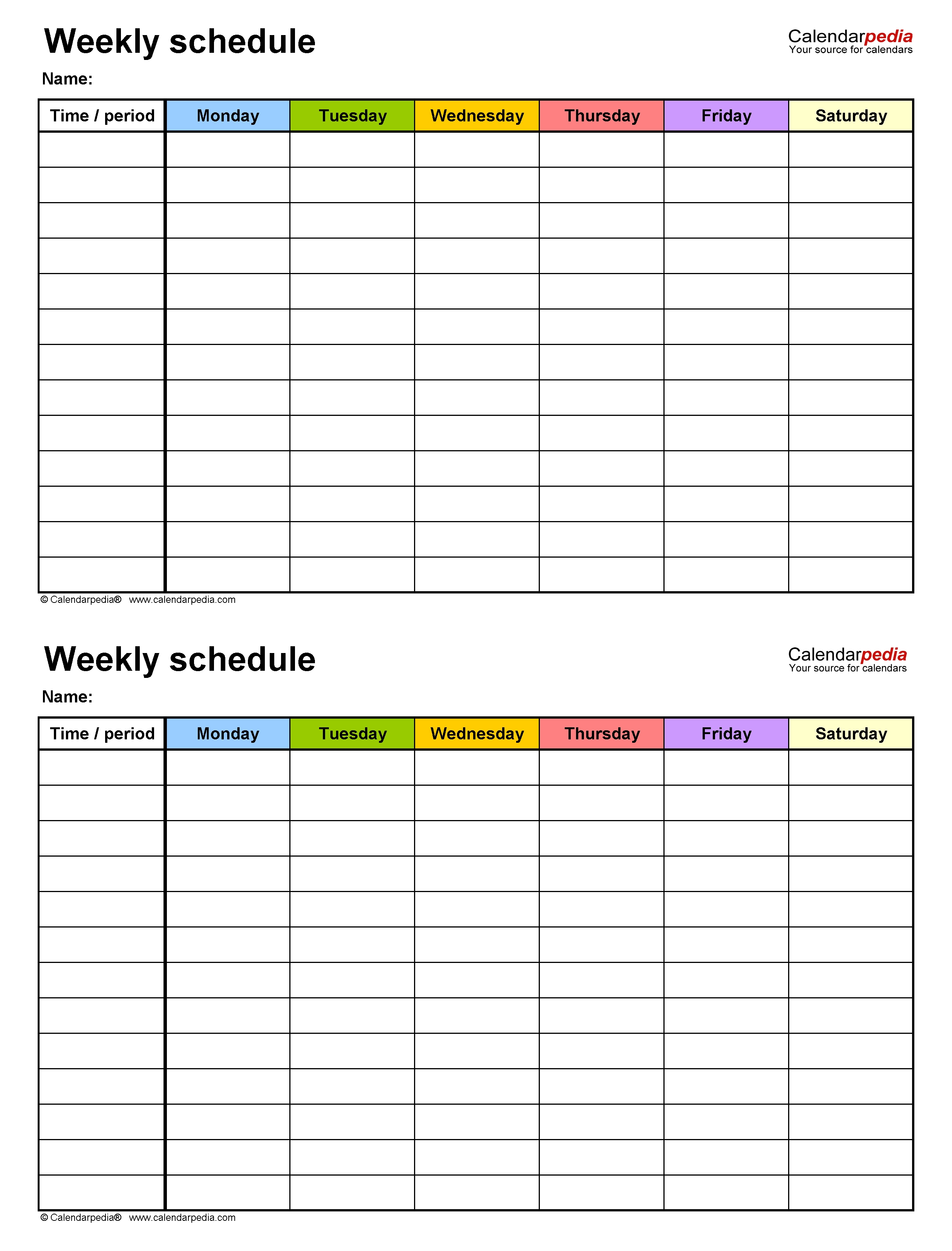 Free Weekly Schedule Templates For Excel - 18 Templates 9 Week Calendar Template