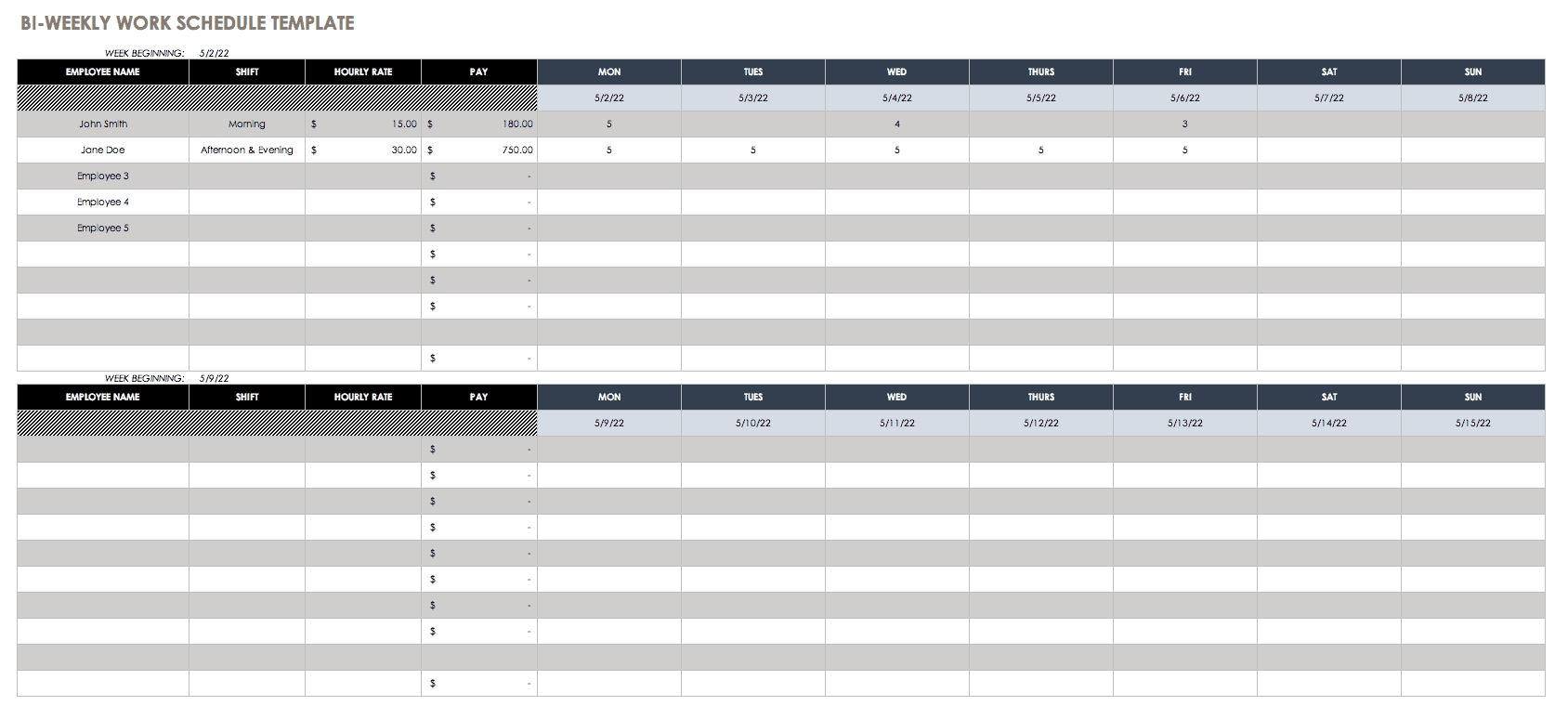 Free Weekly Schedule Templates For Excel - Smartsheet 2 Day Calendar Template