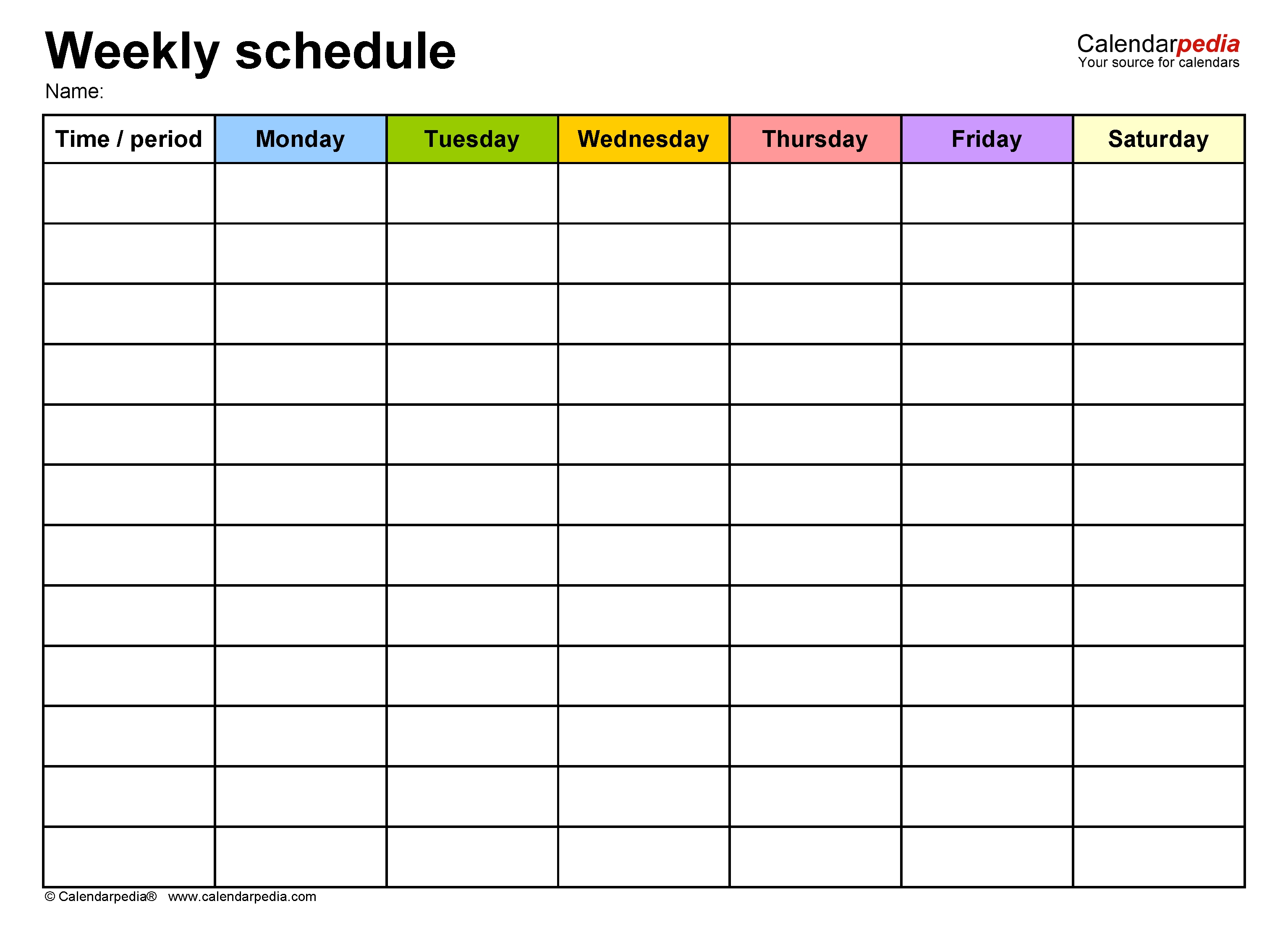 Free Weekly Schedule Templates For Word - 18 Templates 1 Week Calendar Template Word