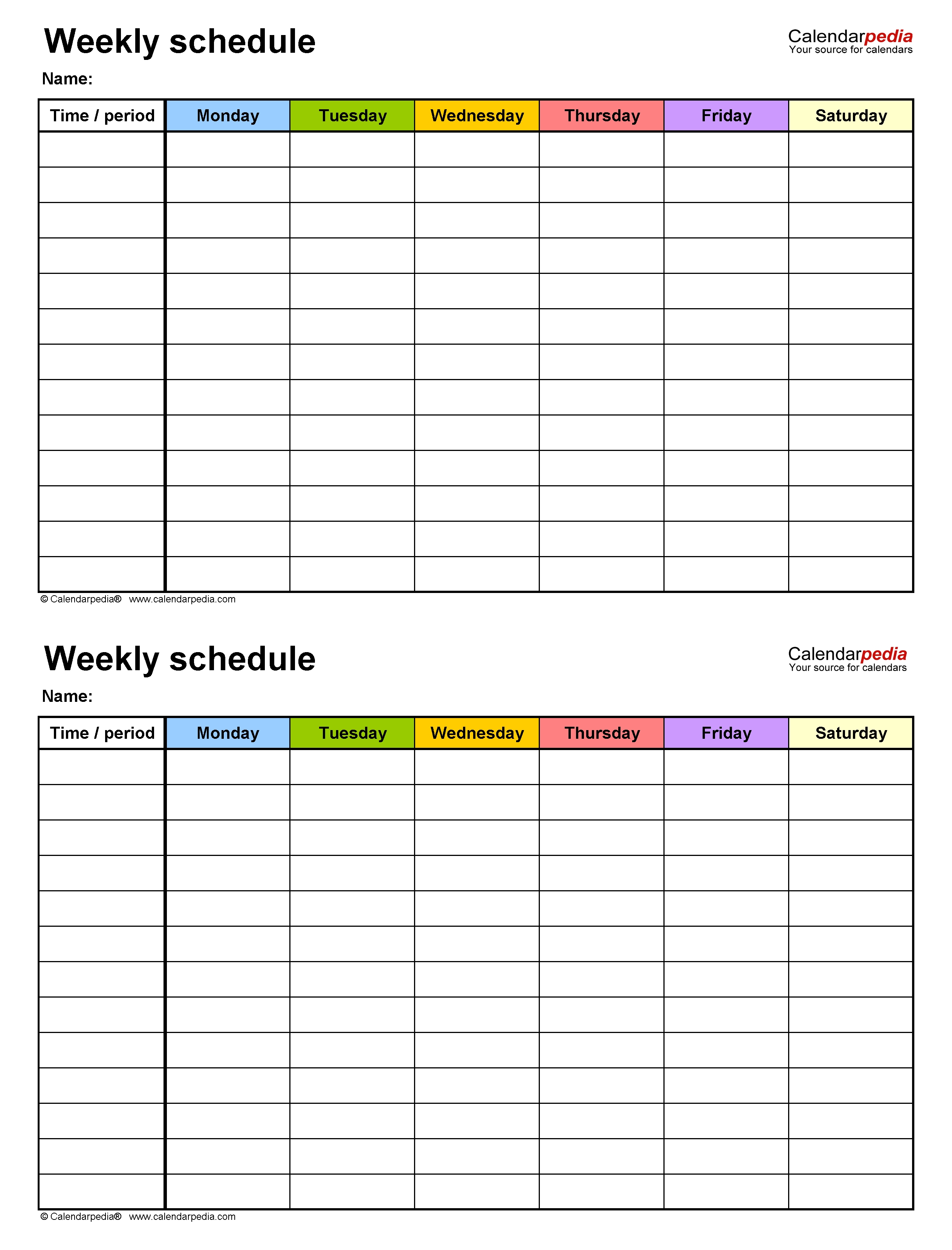 Free Weekly Schedule Templates For Word - 18 Templates 2 Week Calendar Template Free