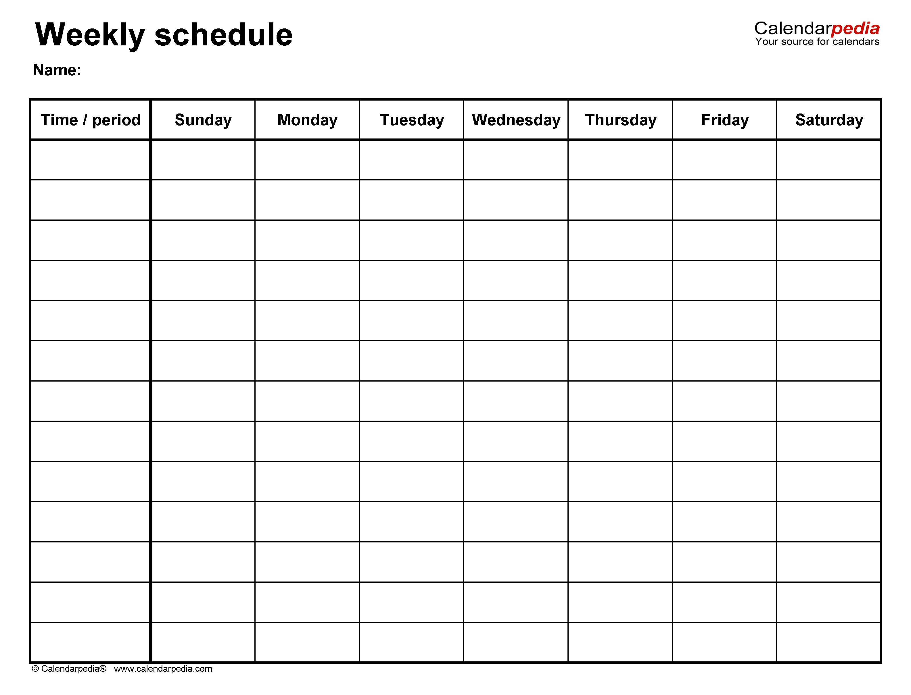 Free Weekly Schedule Templates For Word - 18 Templates 7 Day A Week Calendar Template