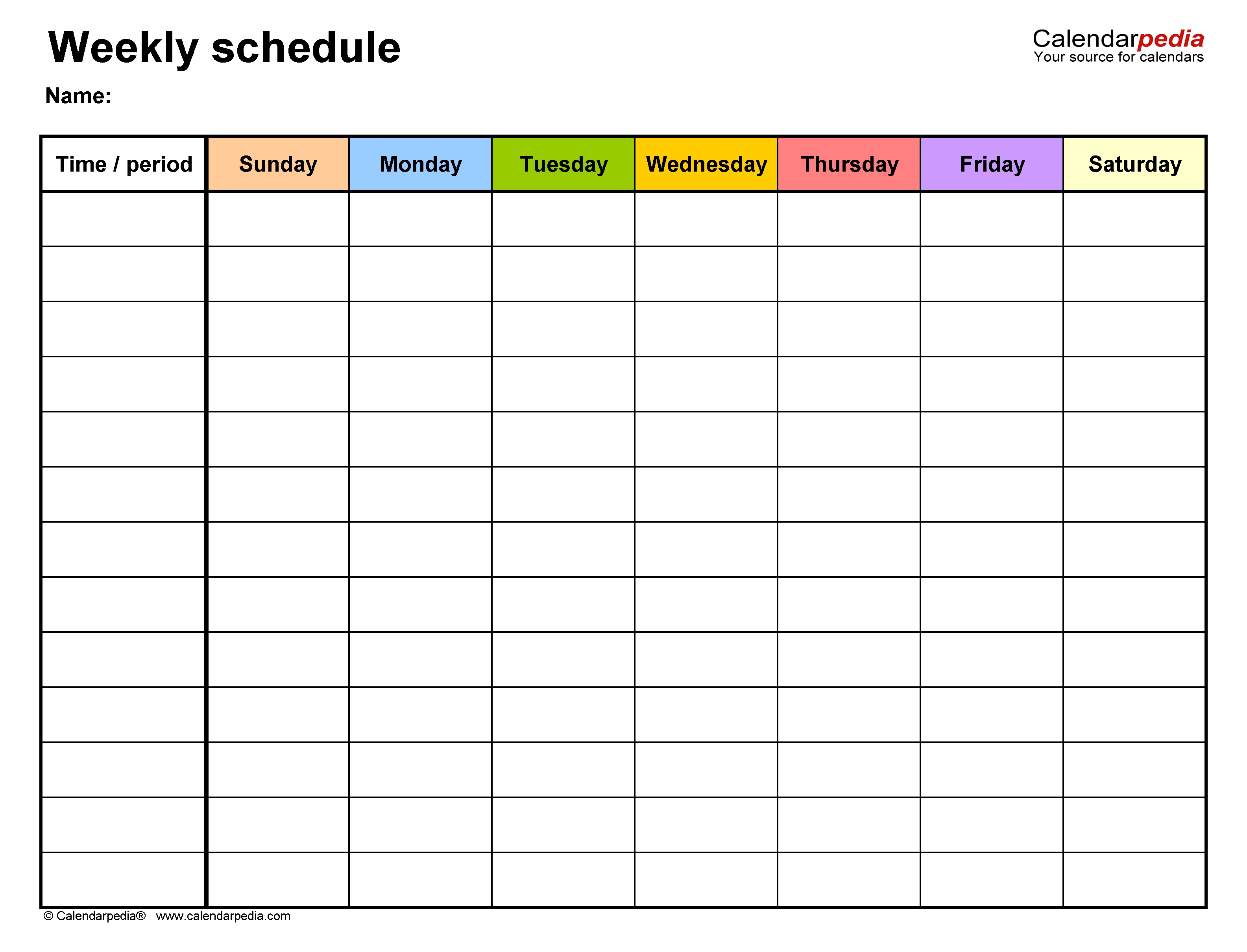 Free Weekly Schedule Templates For Word - 18 Templates 7 Day Calendar Template