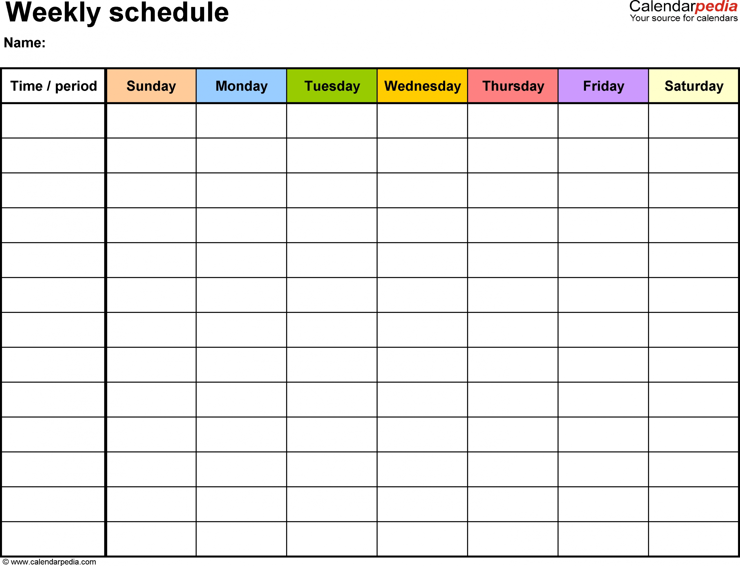 Free Weekly Schedule Templates For Word - 18 Templates Calendar Template Saturday Start