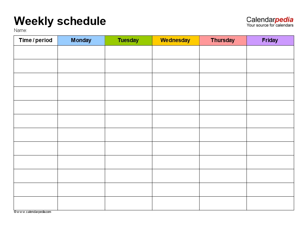 Free Weekly School Schedule Template | Templates At Free Calendar Weekly Template