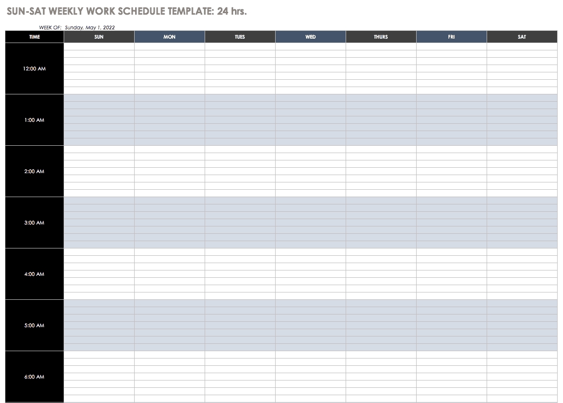 Free Work Schedule Templates For Word And Excel |Smartsheet Calendar Template Work Week