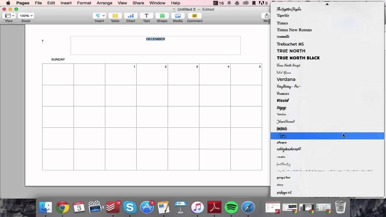 How To Create A Calendar In Apple Pages Calendar Template Mac 10.14