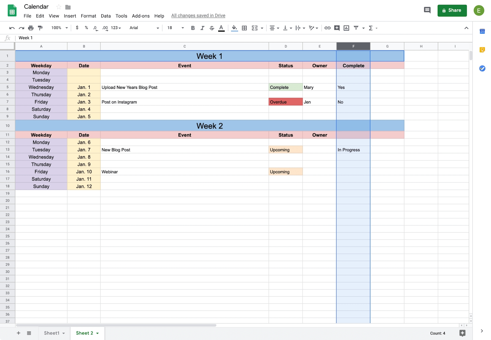 How To Create A Calendar In Google Docs | Copper Editorial Calendar Template Google Sheets