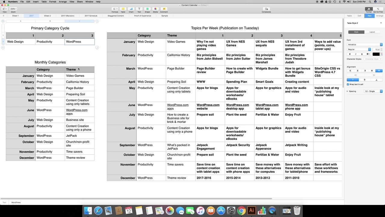 How To Create A Content Calendar Spreadsheet In Numbers Calendar Template Mac 10.14