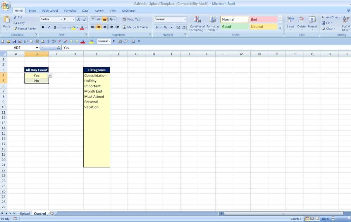 How To Import A Calendar From Excel To Outlook - Turbofuture Calendar Upload Template In Excel
