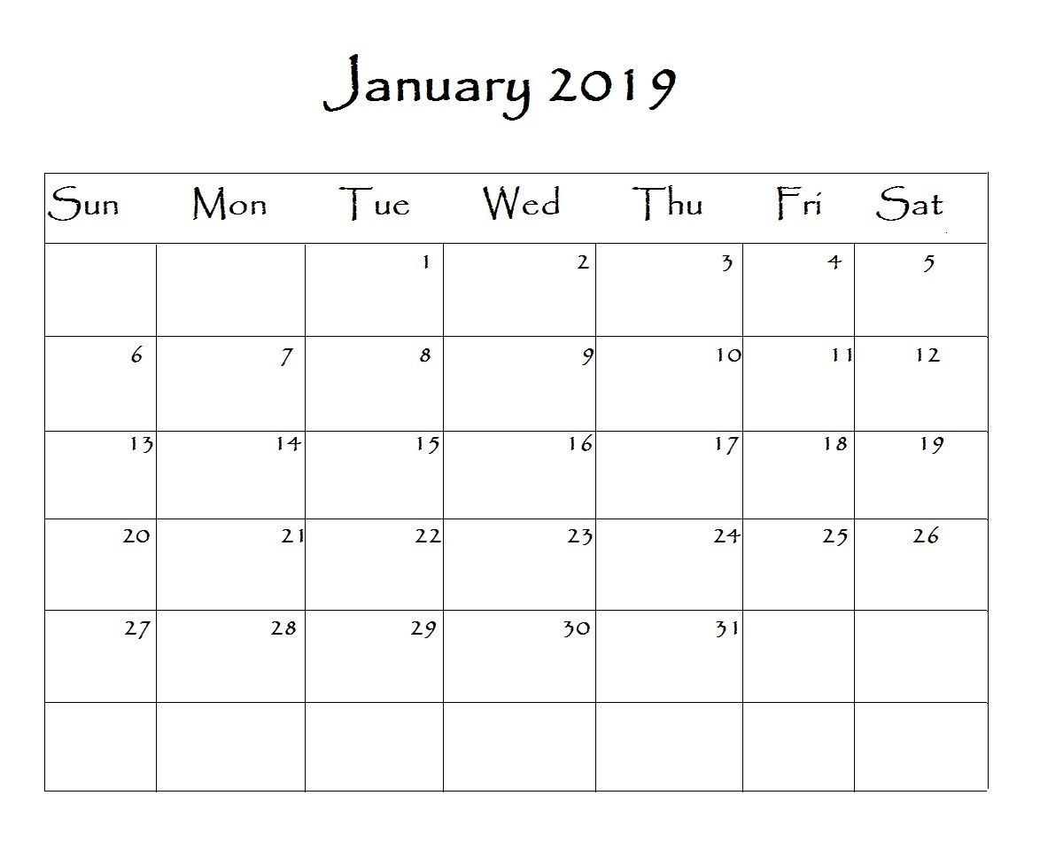 January 2019 Calendar Word #2019 #2019Calendar #Word Year Calendar Word Template