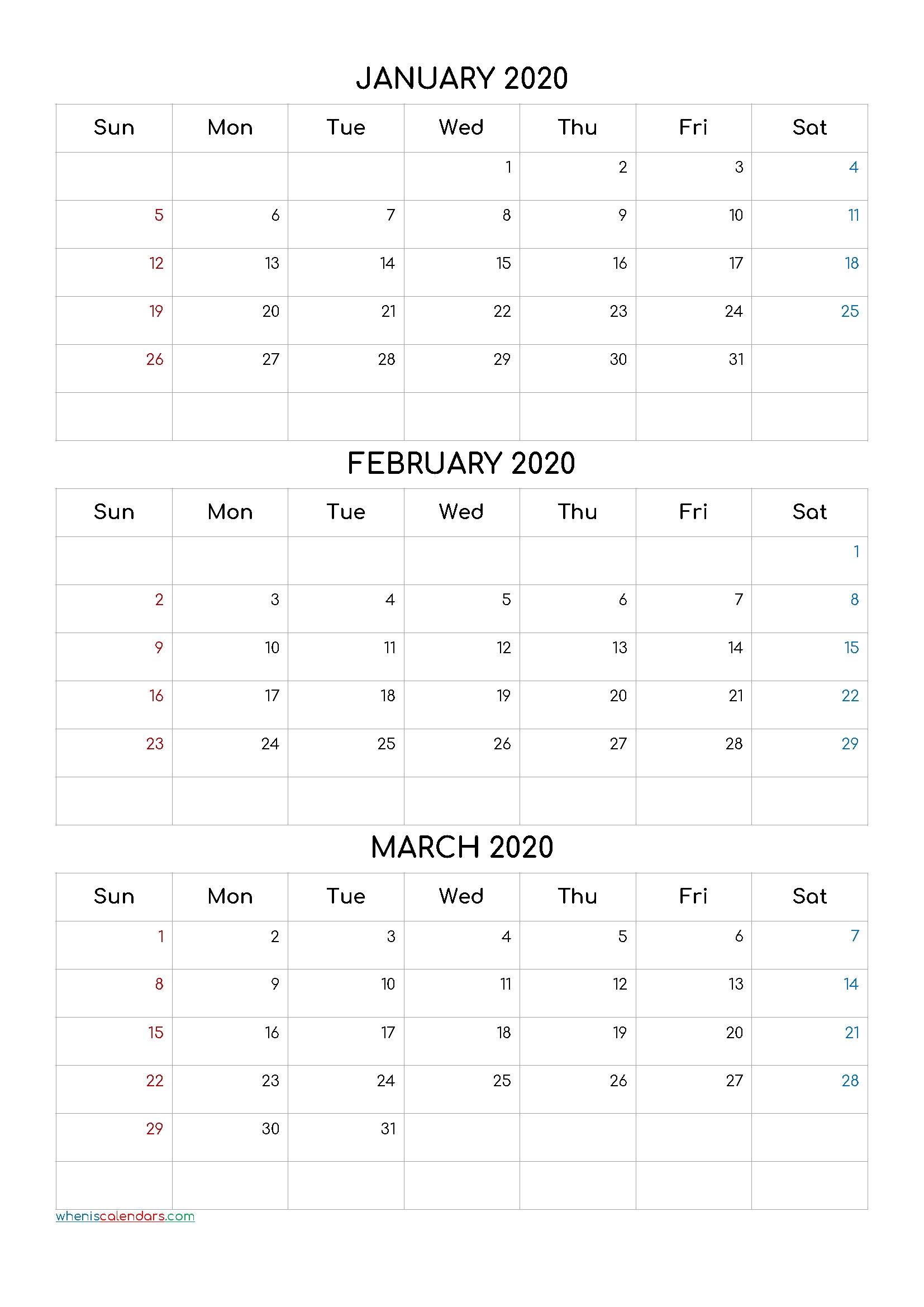 January February March 2021 Three Month Calendar Printable Three Month Printable Calendar 2021