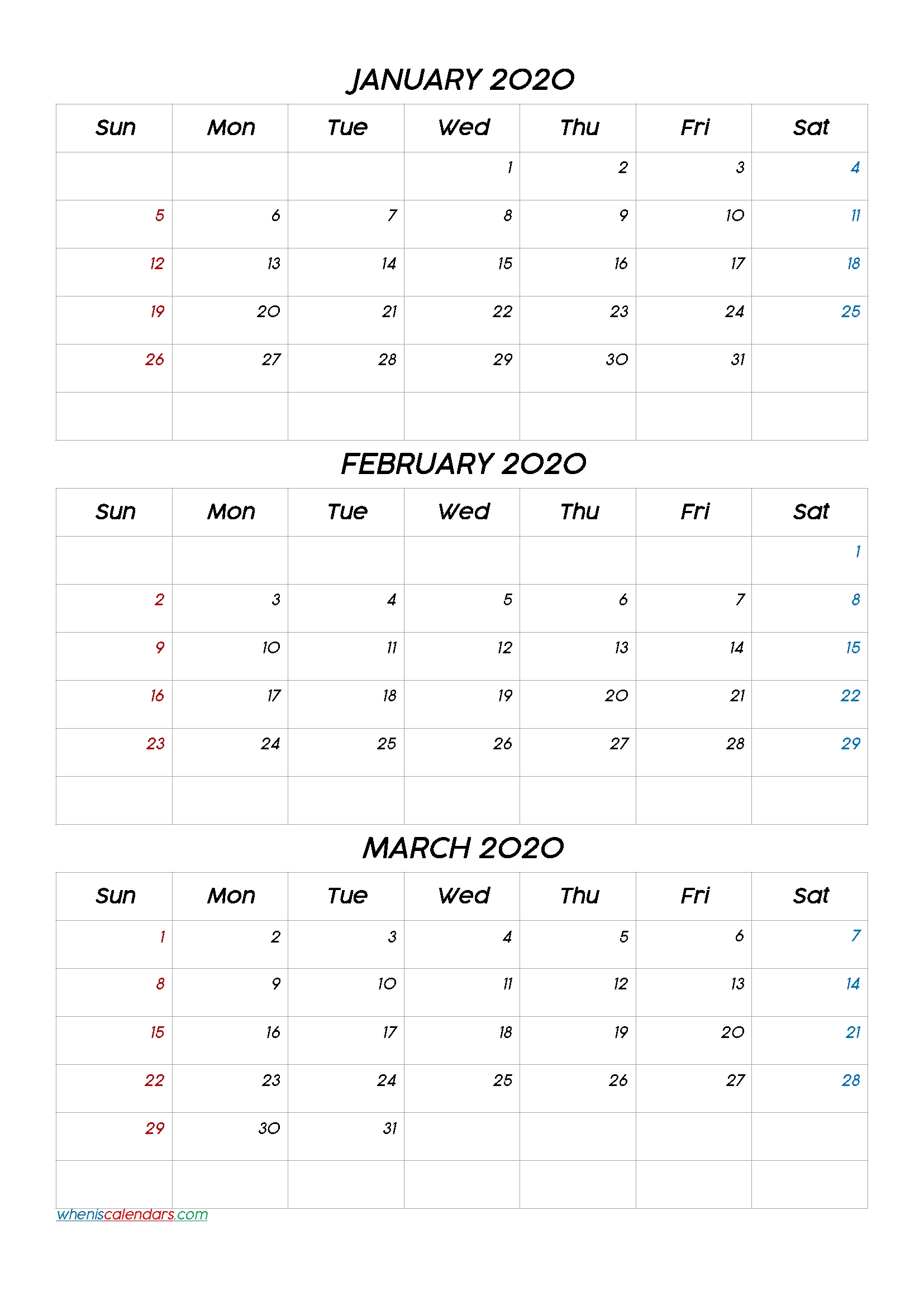 January February March 2021 Three Month Calendar Printable Three Month Printable Calendar 2021