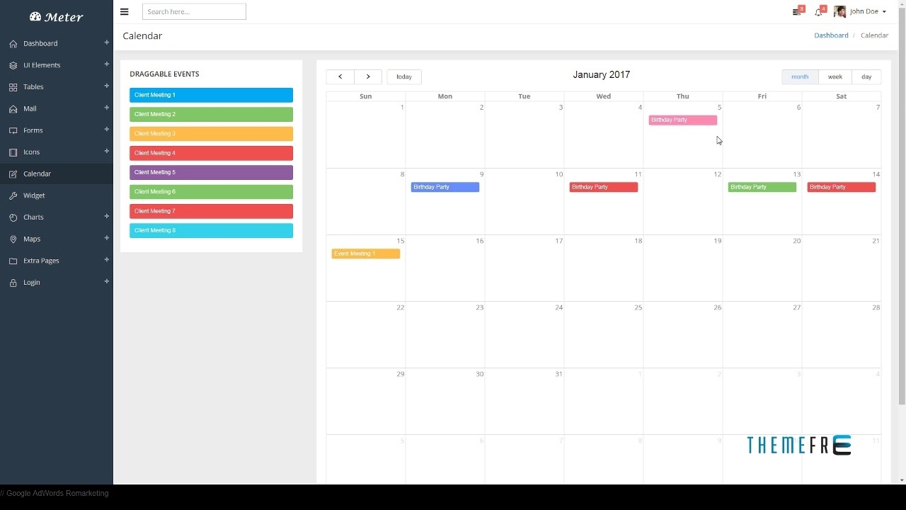 Jobkhan Bootstrap 4 Admin Dashboard Template | Free Template Calendar Template Bootstrap 4
