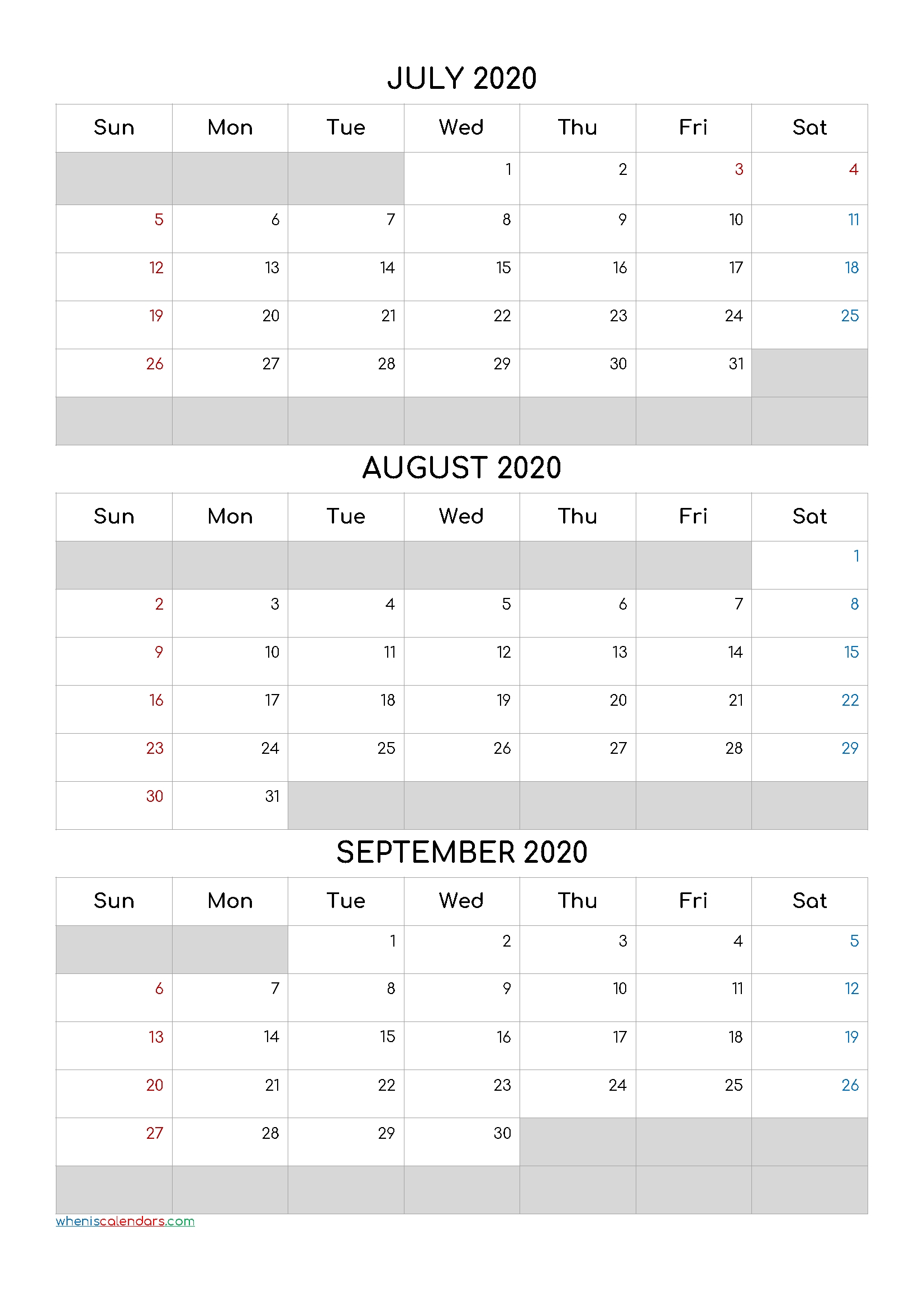 July August September 2021 Free Printable 3 Month Calendar 3 Month Printable Calendar Templates 2021 Sept