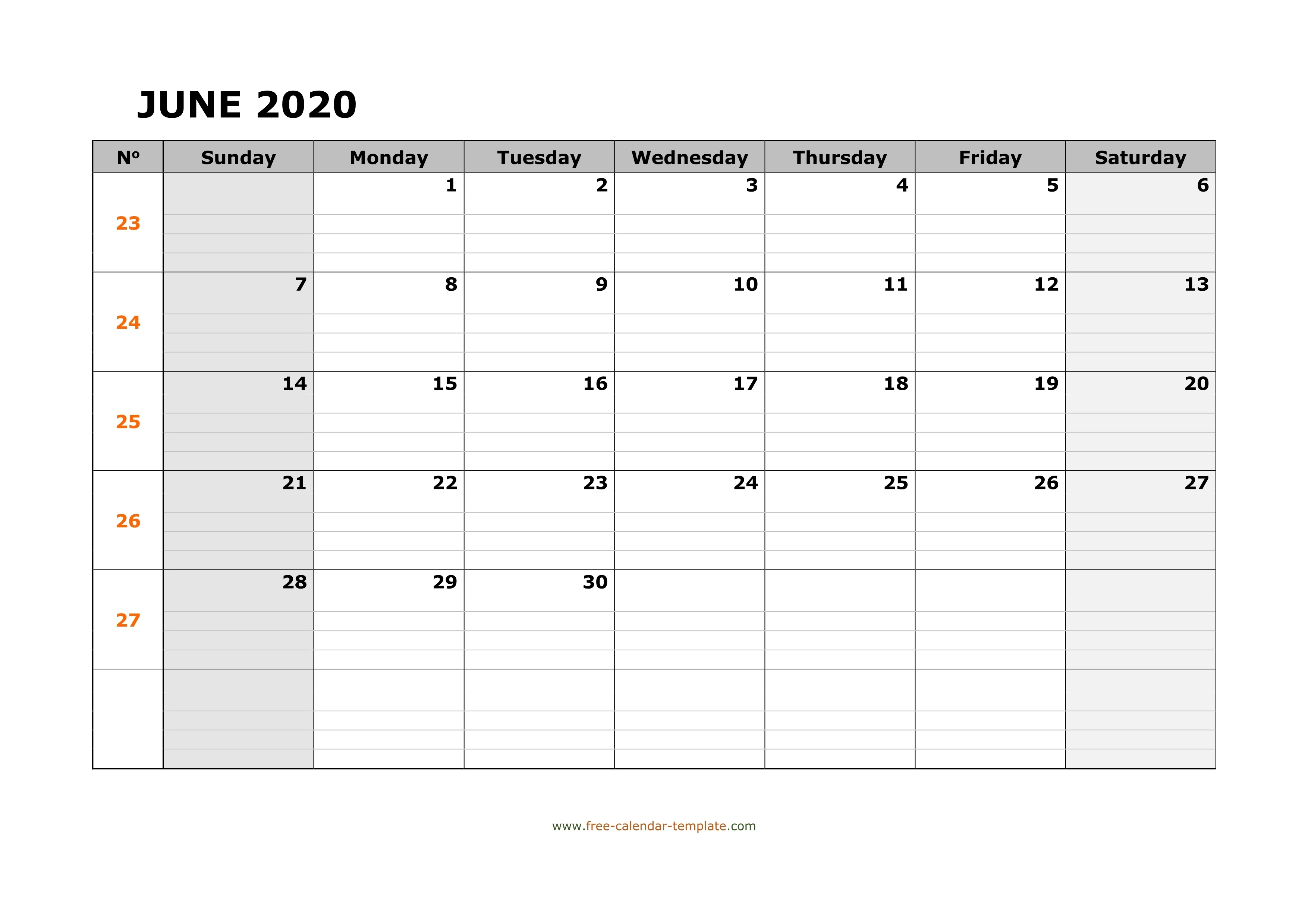 June 2020 Calendar Free Printable With Grid Lines Designed Free Calendar Grid Template