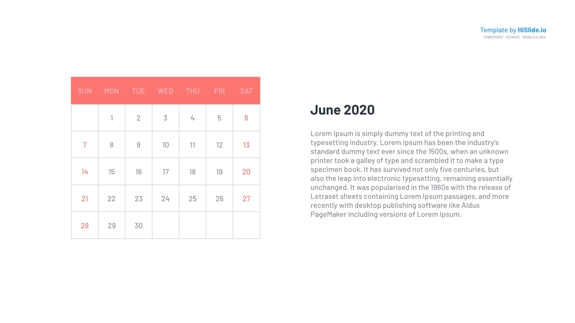 June 2020 Free Keynote Calendar Template Free Keynote Calendar Template