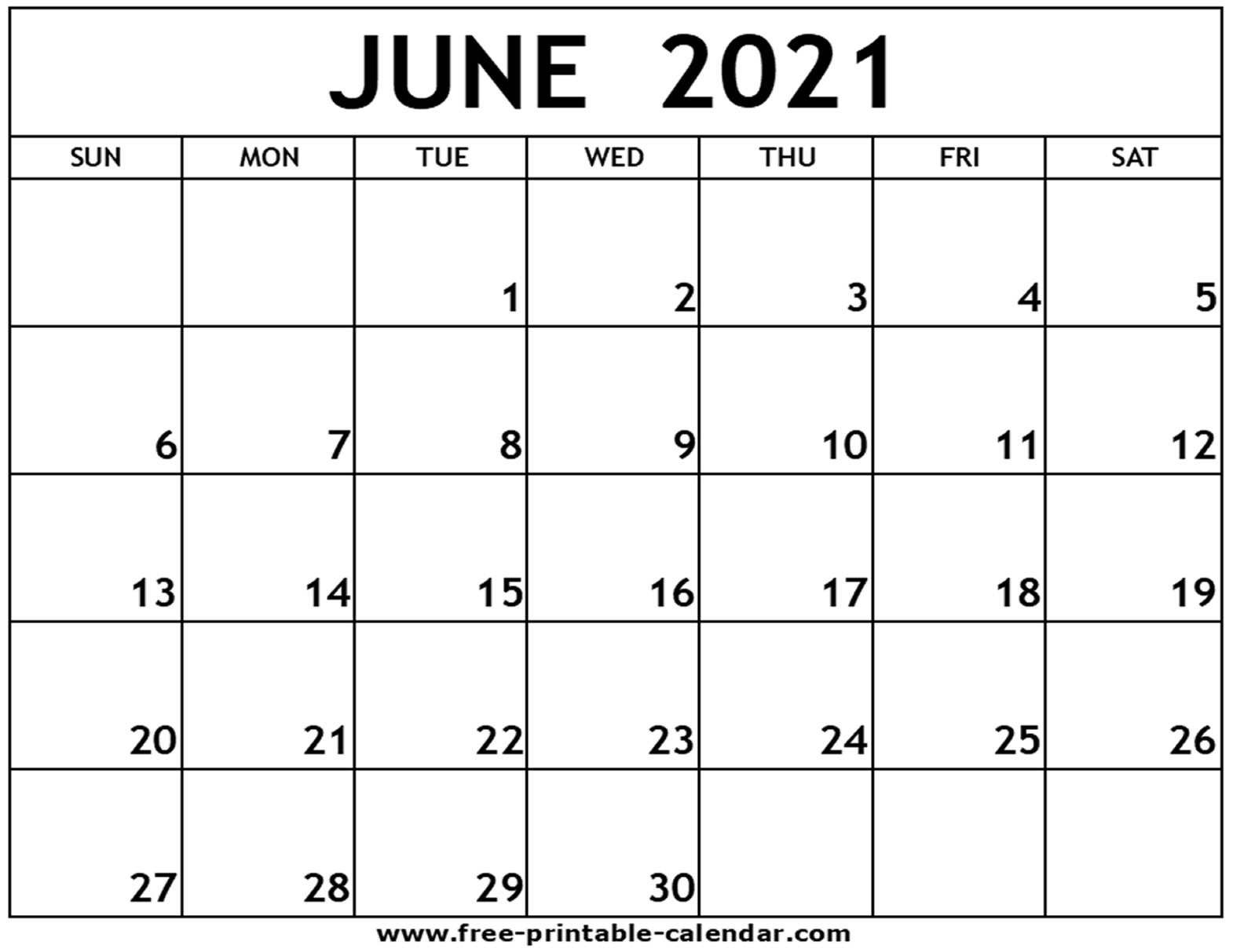 June 2021 Printable Calendar - Free-Printable-Calendar Printable Calendar 2021