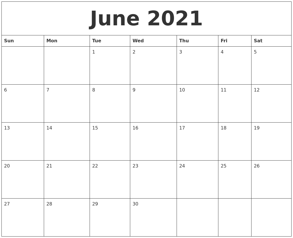 June 2021 Printable Calendar Pages June 2021 Printable Monthly Calendar With Lines