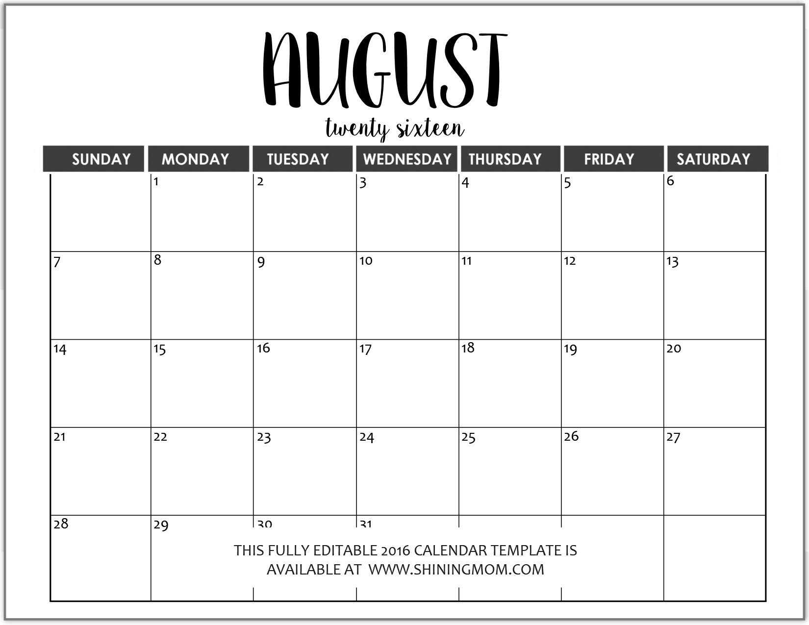 Just In: Fully Editable 2016 Calendar Templates In Ms Word Calendar Template Ms Word
