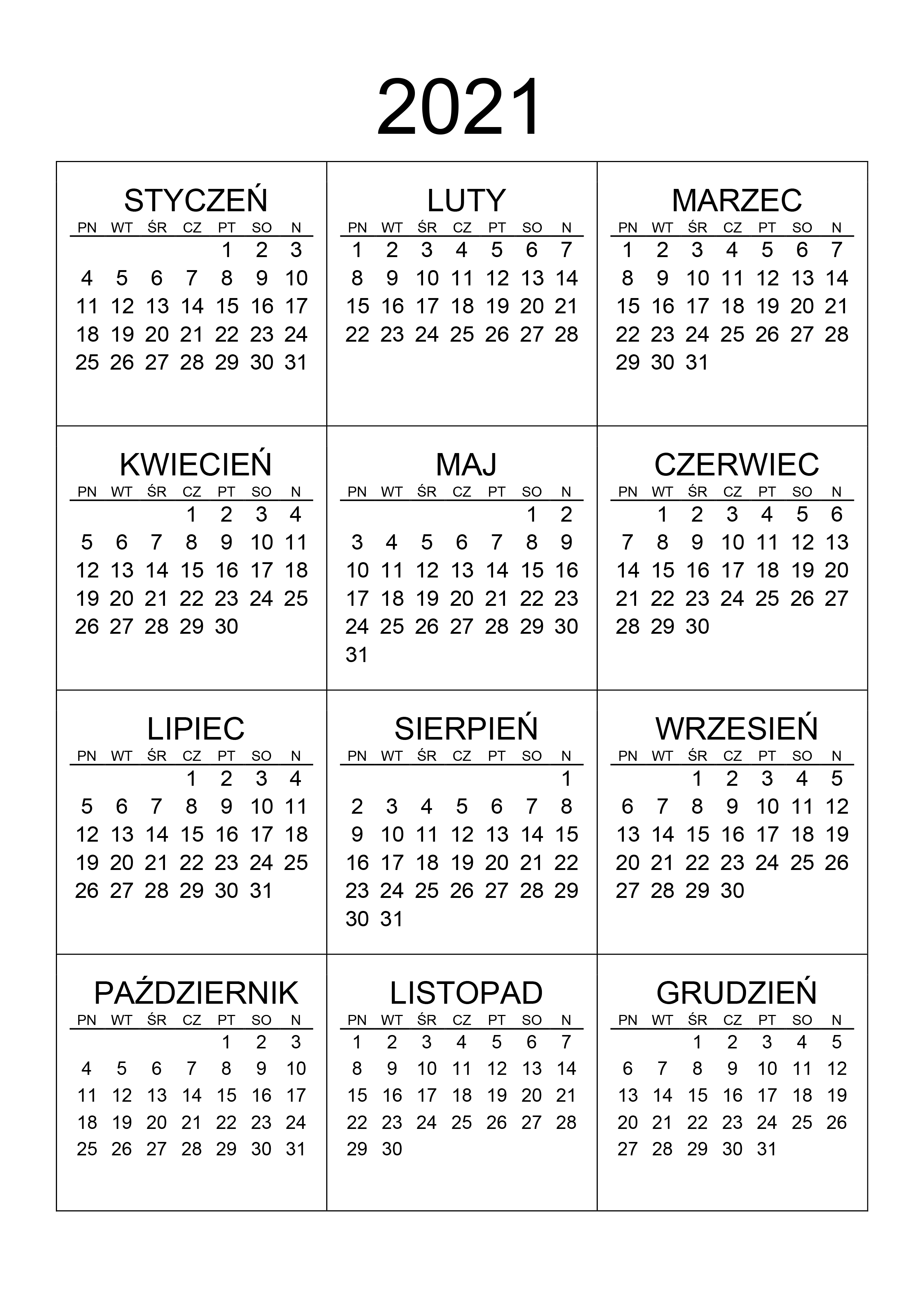 Kalendarz Roczny 2021 – Kalendarz.su Kalendarz Roczny 2021 2021