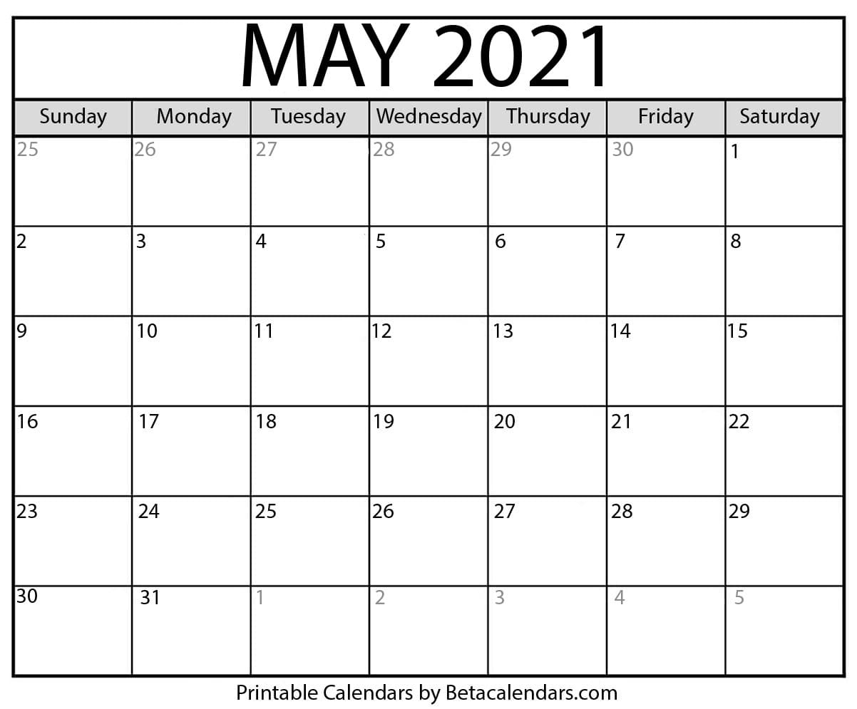 May 2021 Calendar | Blank Printable Monthly Calendars May 2021 Calendar