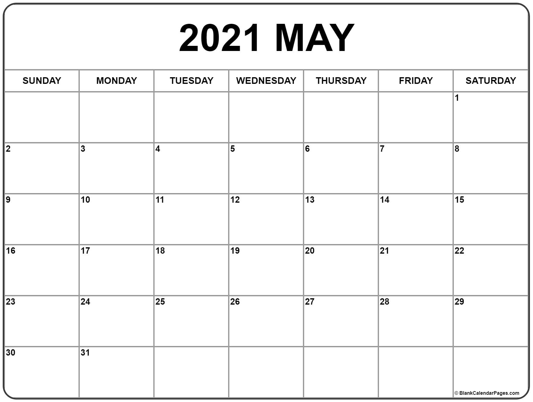 May 2021 Calendar | Free Printable Monthly Calendars May 2021 Calendar