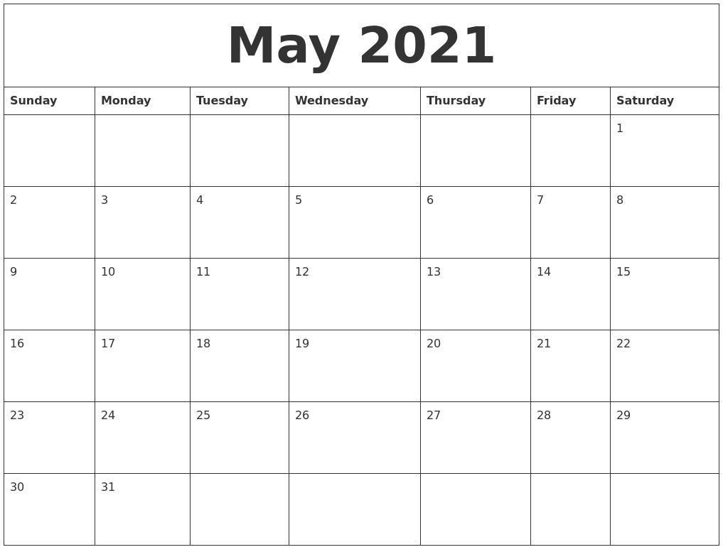 May 2021 Calendar Pages May 2021 Calendar